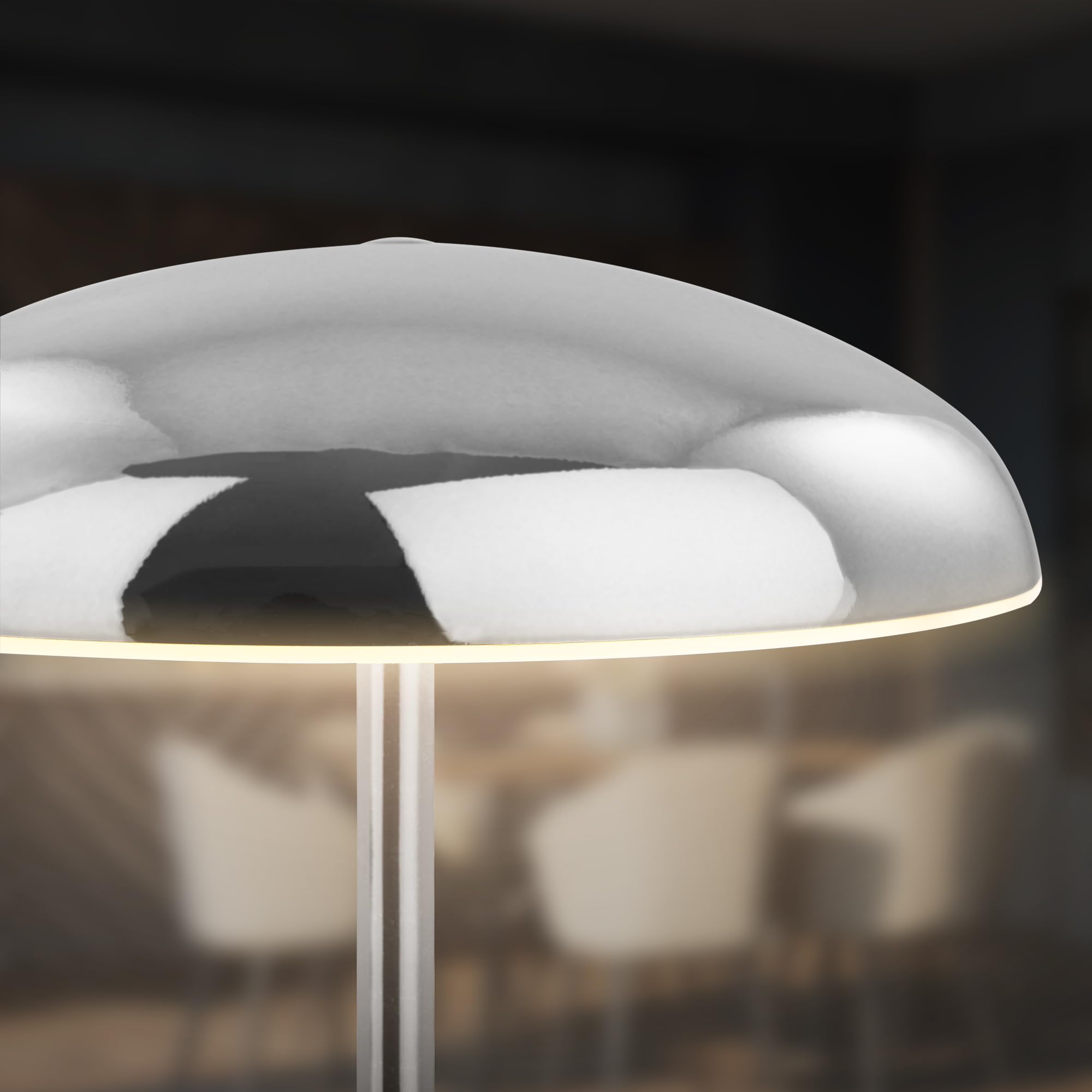 BRILONER - Lampara de mesa sin cable LED IP44 con borde luminoso, regulador táctil, batería intercambiable, lampara mesita noche sin cable, lampara mesa recargable, 19,5x30,5 cm, cromo