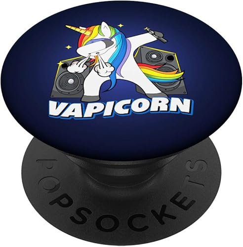 Funny Vape Vapicorn Dabbing Vaping Unicorn Vapor Mod PopSockets agarre y soporte para teléfonos y tabletas, Negro