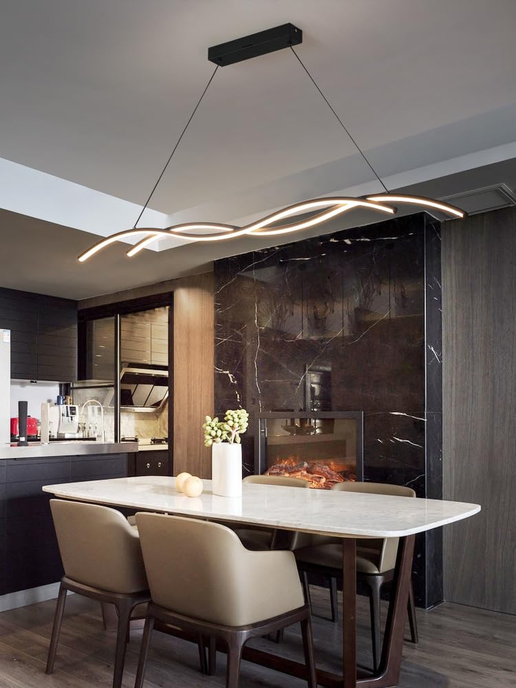 Bellastein Moderne LED pendelleuchte esszimmer dimmbar hängelampe esstisch schwarz, Wohnzimmer Küche Hängend Lampe Moderne Kreative Designer Kronleuchter Büro Leuchten Deckenleuchte (Schwarz, L90cm)