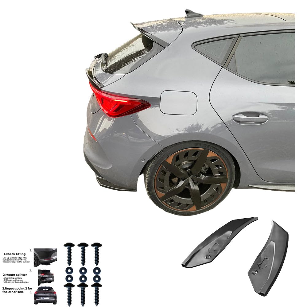 Oneway Difusores Laterales Traseros compatibles con Cupra Leon HB 2020- - Negro Brillante