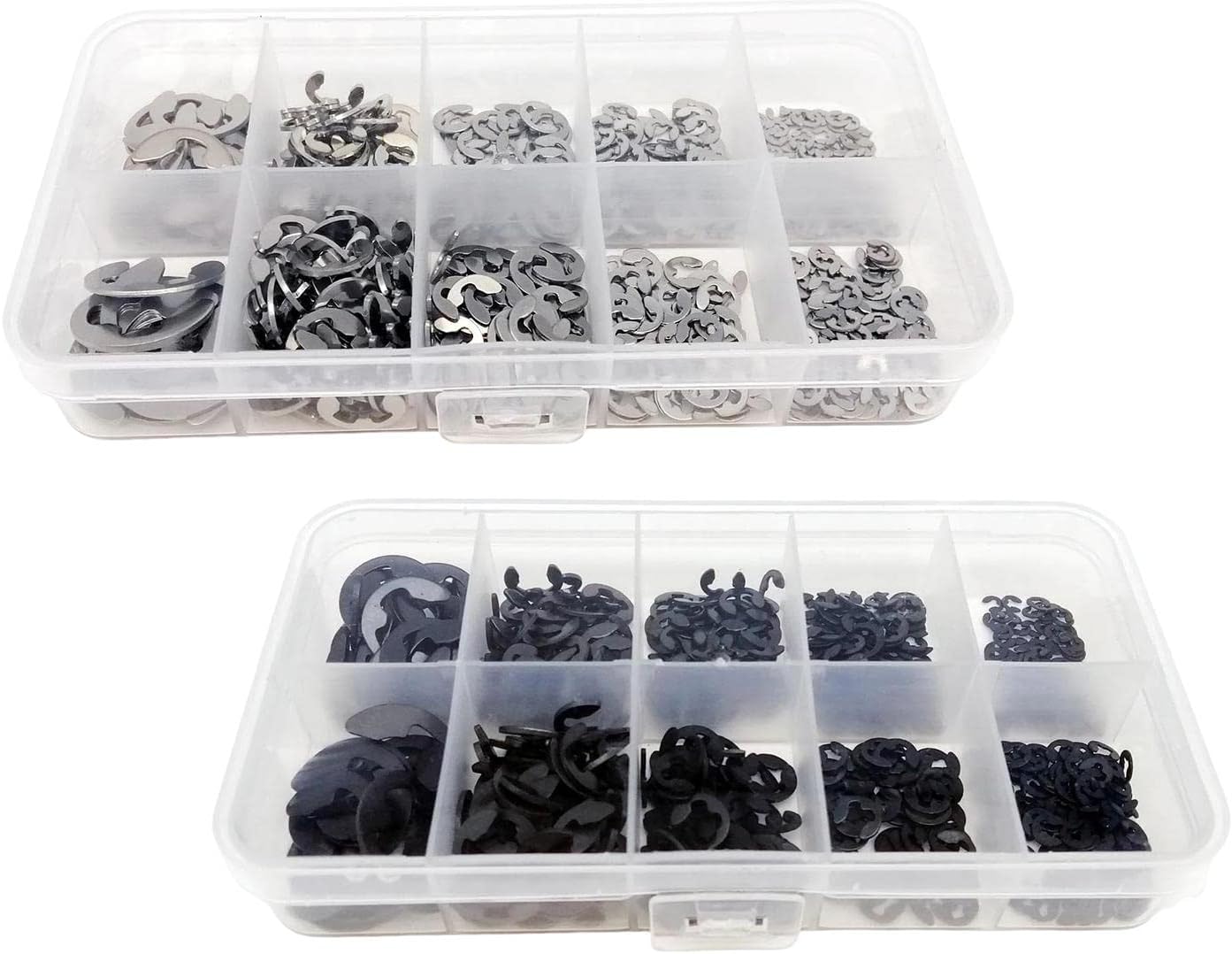 580 Pieces External Retaining Ring Sturdy Assortment Set E Shaped Buckle Ring Opening Snap Ring Circlip Set Circlip Washer - (Color: Silver)