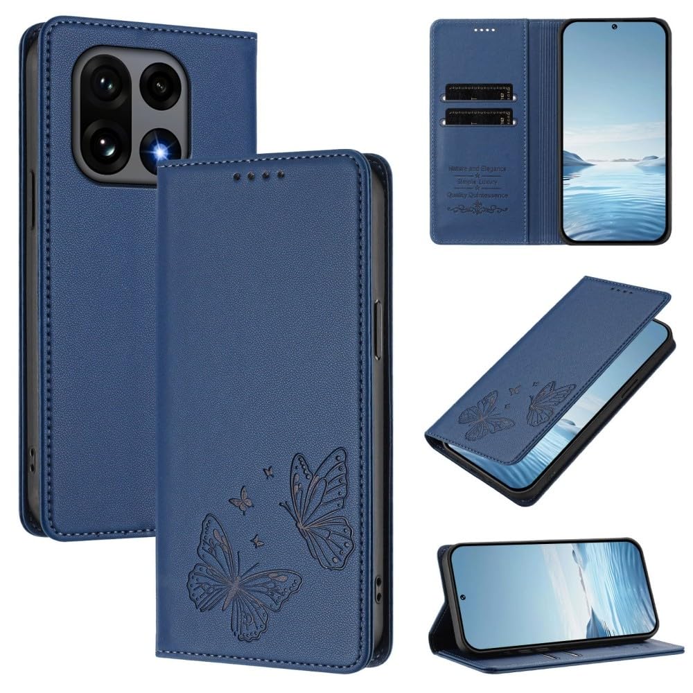 Coque Oppo A40 4G / A60 5G portefeuille cuir avec rabat bleu - 7