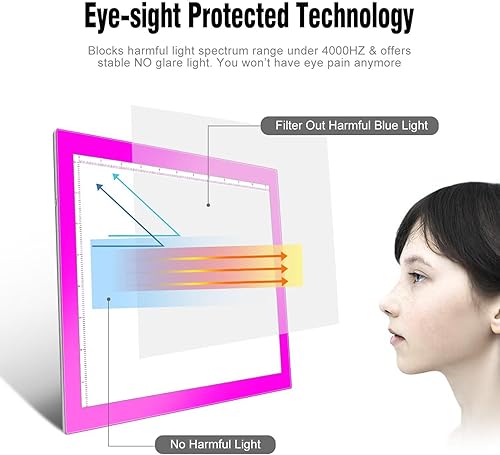 Miniatura 5 de Rosa A4 - Caja de luz LED regulable para manualidades trazador almohadilla de luz delgada tableta portátil cable de alimentación USB tablero de