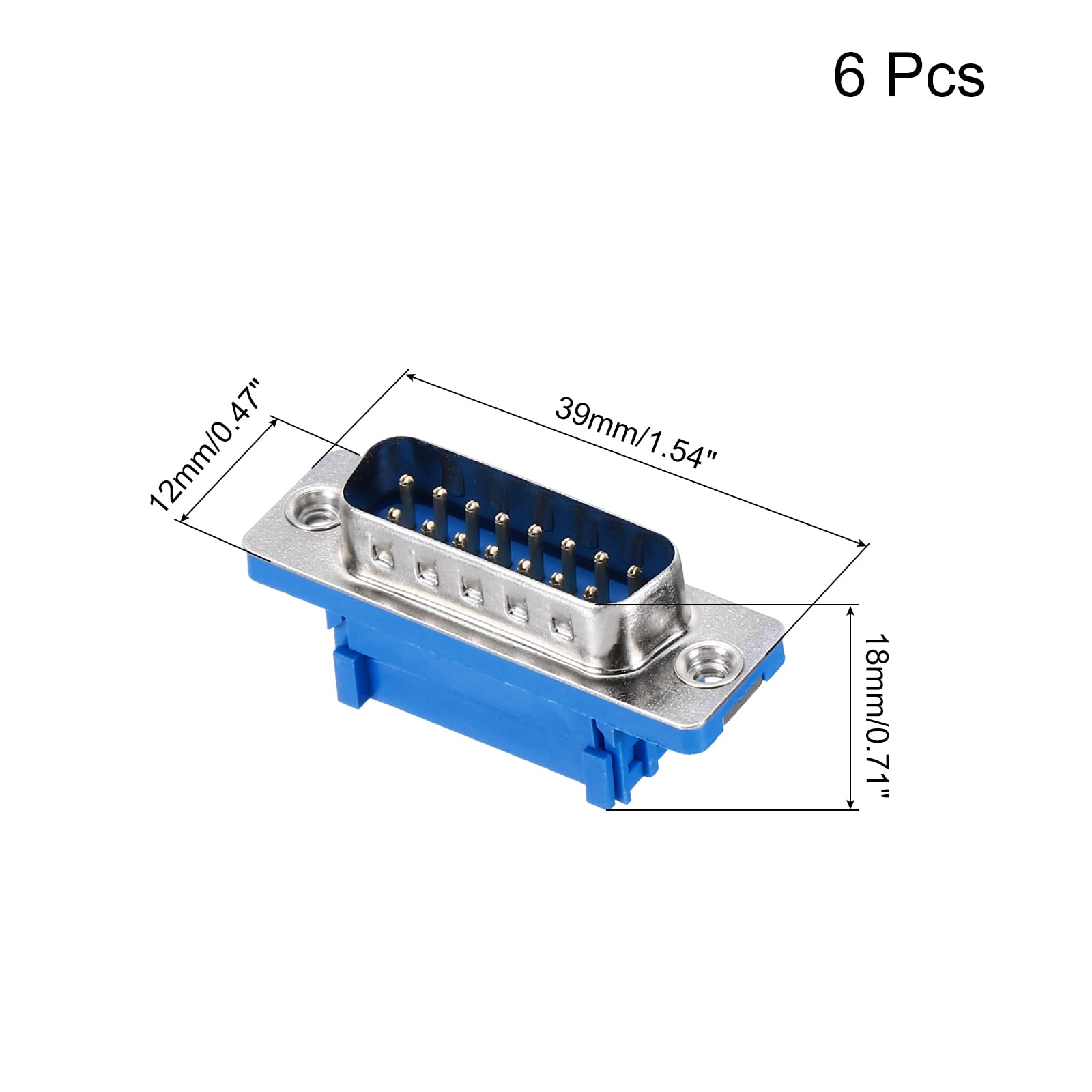 MECCANIXITY D-sub Connector DB15 IDC Crimp Connector Male Female Socket 15-pin 2-Row Male Female Serial Port Terminal Breakout for Mechanical Equipment CNC Computers Pack of 6