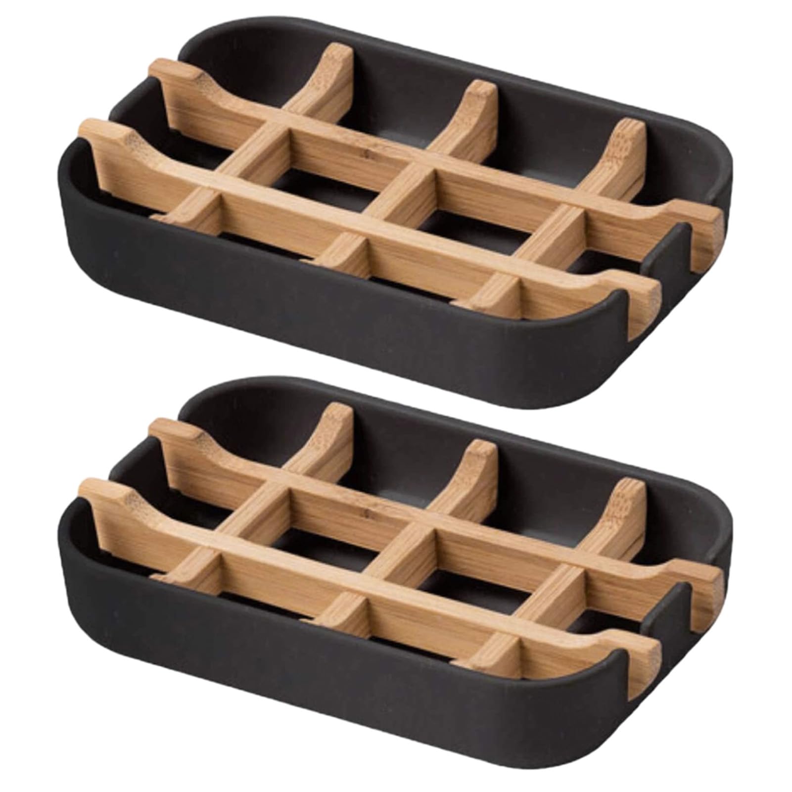 Bandeja de jabón de drenaje, jabonera de bambú con escurridor de madera para ducha, baño, fregadero de cocina, jaboneras cuadradas