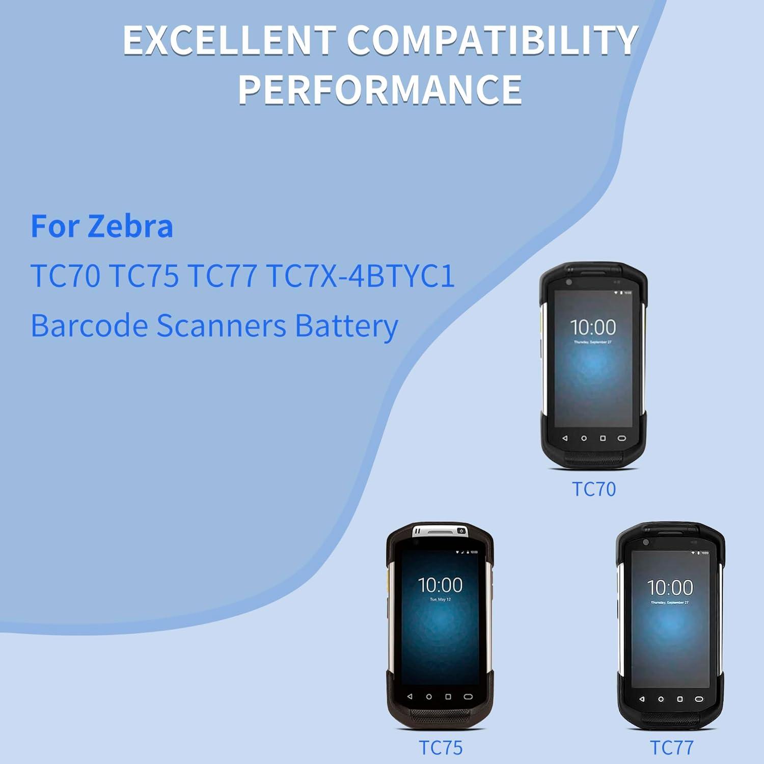 4-Slot Battery Charging Cradle Kit for Zebra TC70 TC75 TC77 TC7X-4BTYC1 Barcode Scanners, Compatible with BT-000318 Battery, Charger Station with Type-C Cable, Black