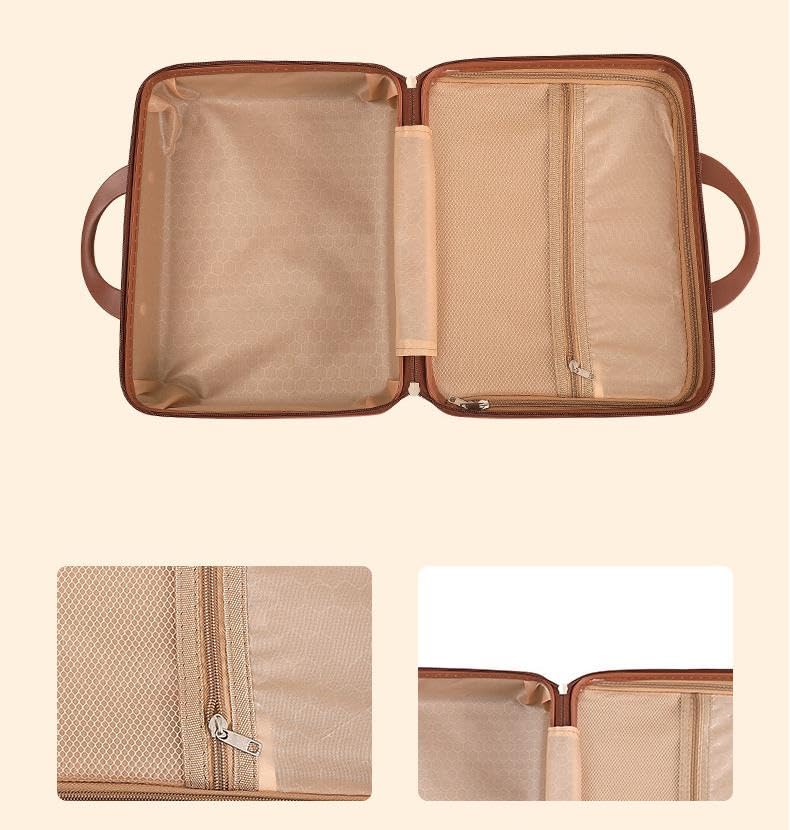 Image of Makeup Case Suitcase, Mini Bag, Mini Hard Shell Travel Luggage, Women Portable Water Proof Carrying Suitcase, Organizer Bag, Small Hard Shell Cosmetic Lugge Bag, Water Proof (B-Cream)