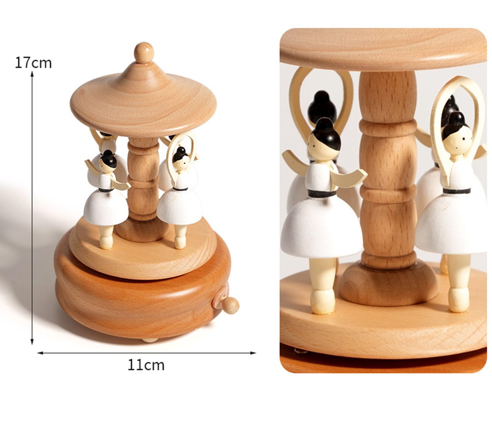 Carillon con ballerina di legno rotante, regalo per ragazze e bambini
