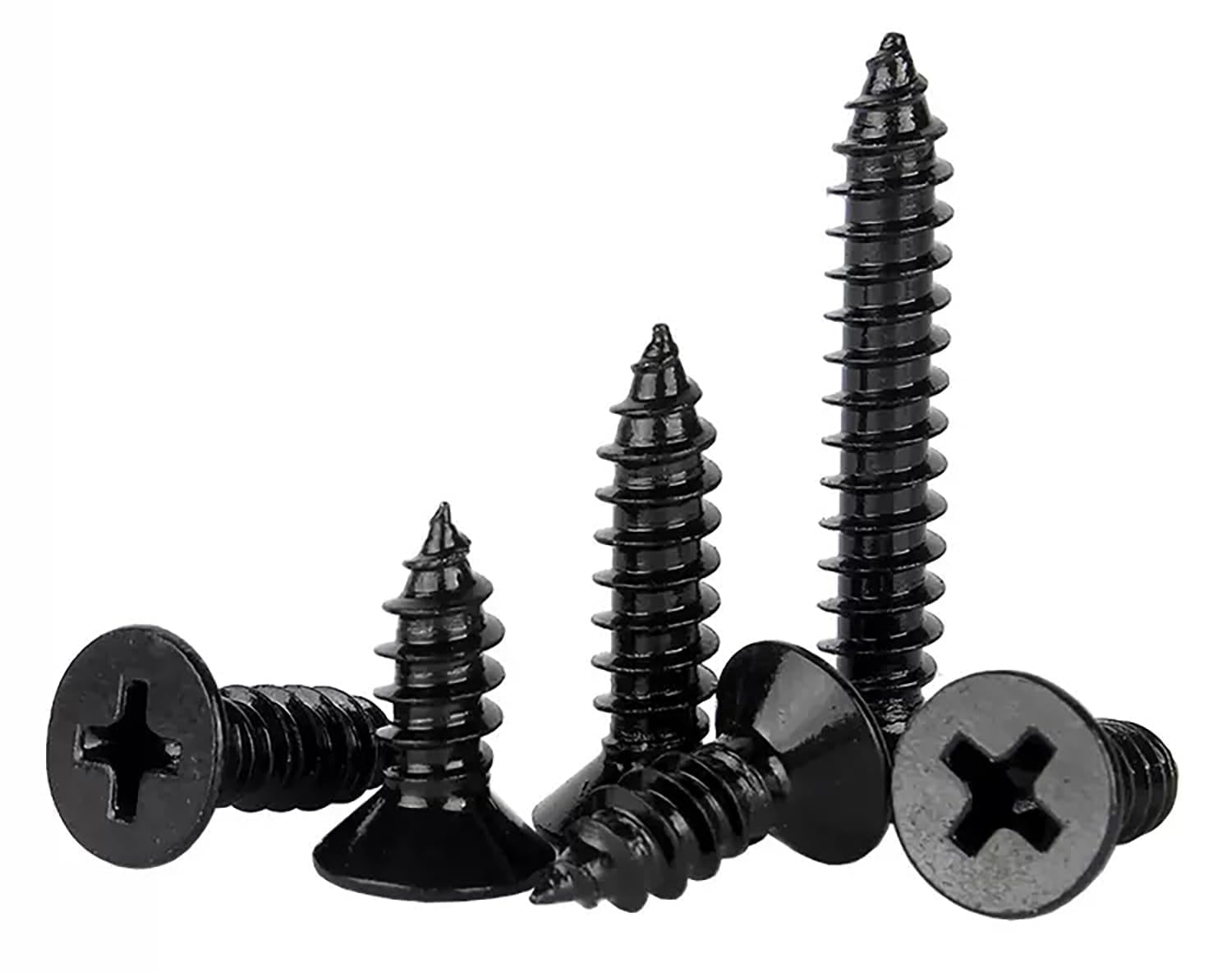 EBAIJQUO M5x55mm Phillips Flat Head Wood Screws Black Xylan Coated 304 Stainless Steel Self-Tapping Screws Full Thread for Wood/Sheet-Metal/Plasterboard(20pcs)
