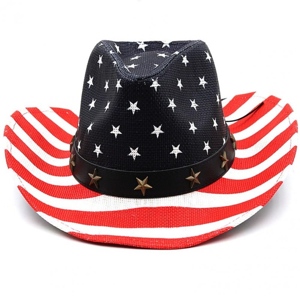 Baokuan American Flag Cowboy Hat Patriotic Usa Western Hat 4th of July Party Rodeo Unisex Cowboy Cowgirl Cap for Men Women Costume Independence Day