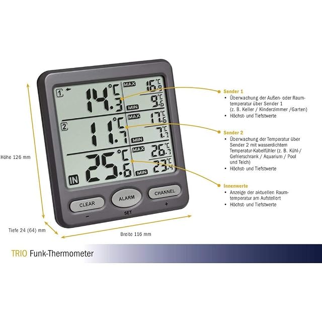 Foto 2 de 4 de TFA Dostmann TFA 30.3062.10 Trio Funk-Thermometer