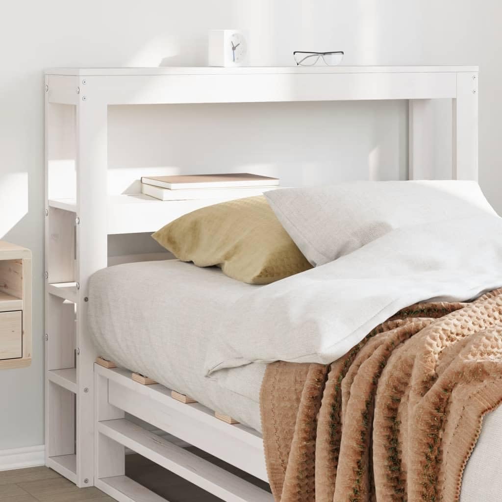 vidaXL Testiera con Ripiani Bianca 90 cm in Legno Massello di Pino