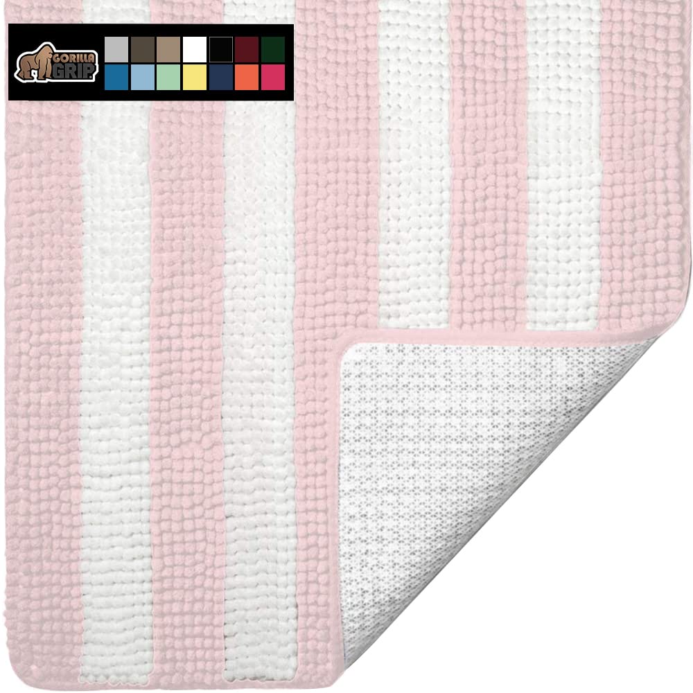 Gorilla Grip Bath Rug, 70x24, Thick Soft Absorbent Chenille Rubber