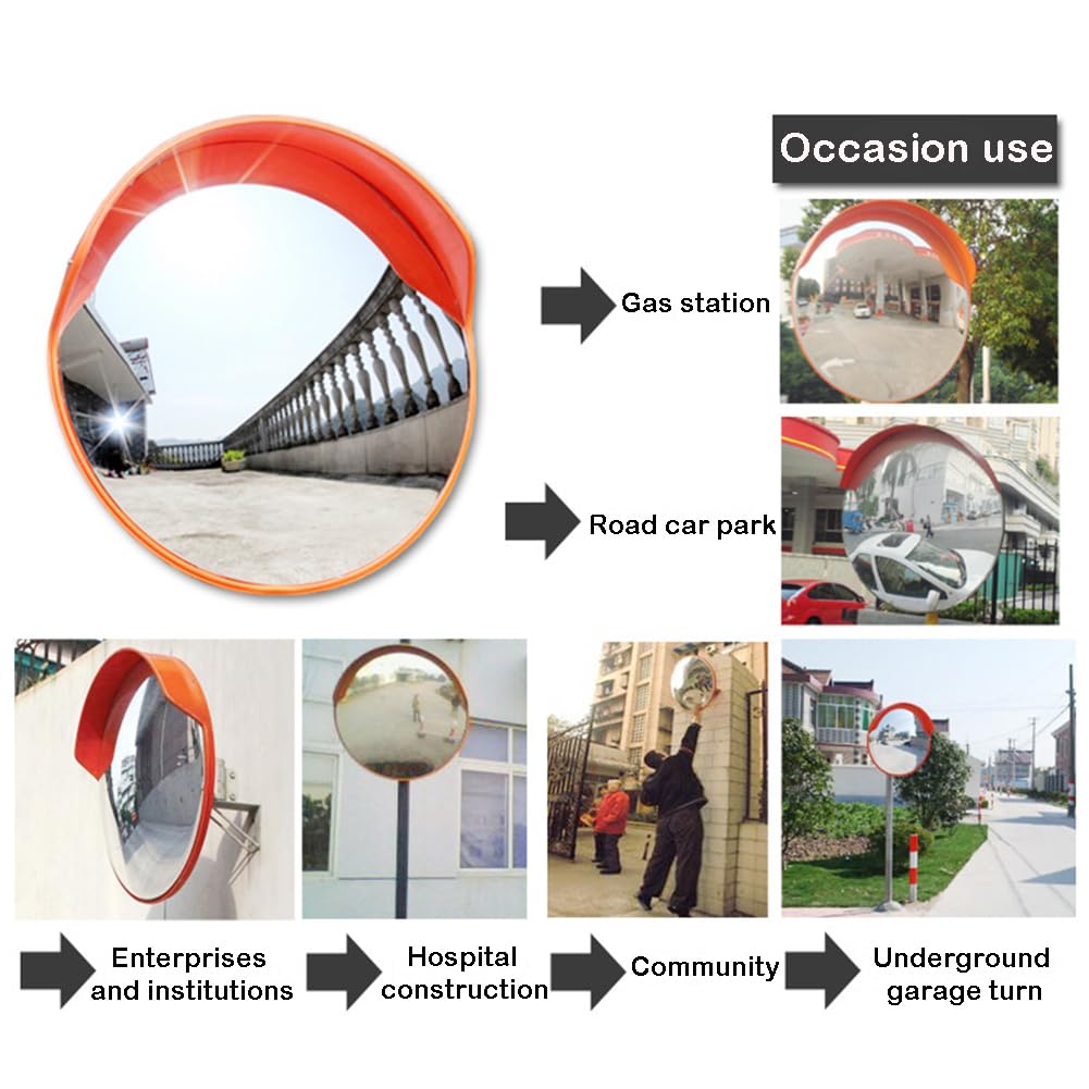 Mirror De Seguridad En La Carretera, Espejo De Seguridad Parabólica, Espejo De Tráfico Convexo, Espejo De Punto Ciego Ajustable, Espejo De Seguridad Al Aire Libre Para La Entrada,60cm