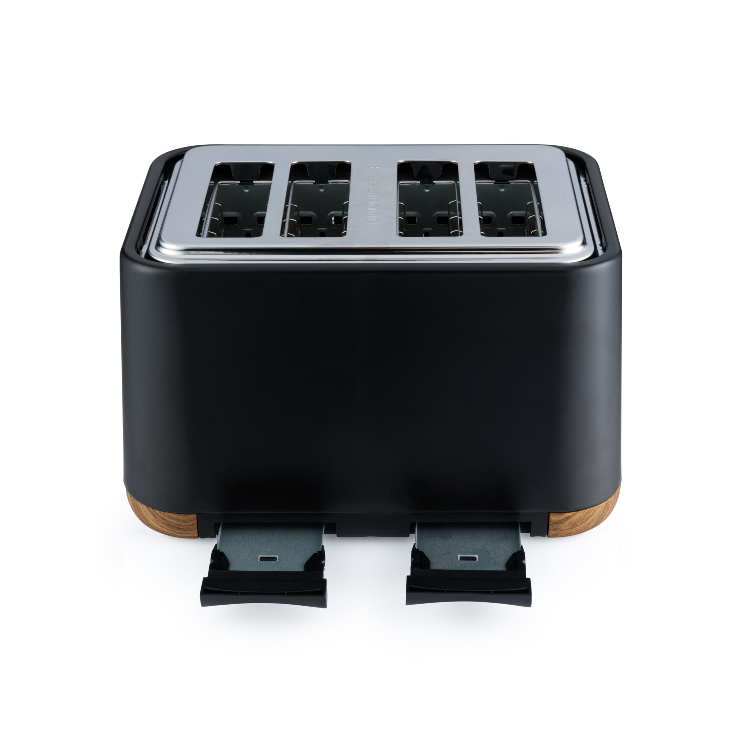 Salter EK5823BLK Toronto 4-Slice Toaster – Wide Slots, 6 Browning Levels, Removable Crumb Tray, Defrost, Reheat, Cancel, Self-Centring Function, High-Lift Eject, 1630 W, Wood Effect, Matt Black