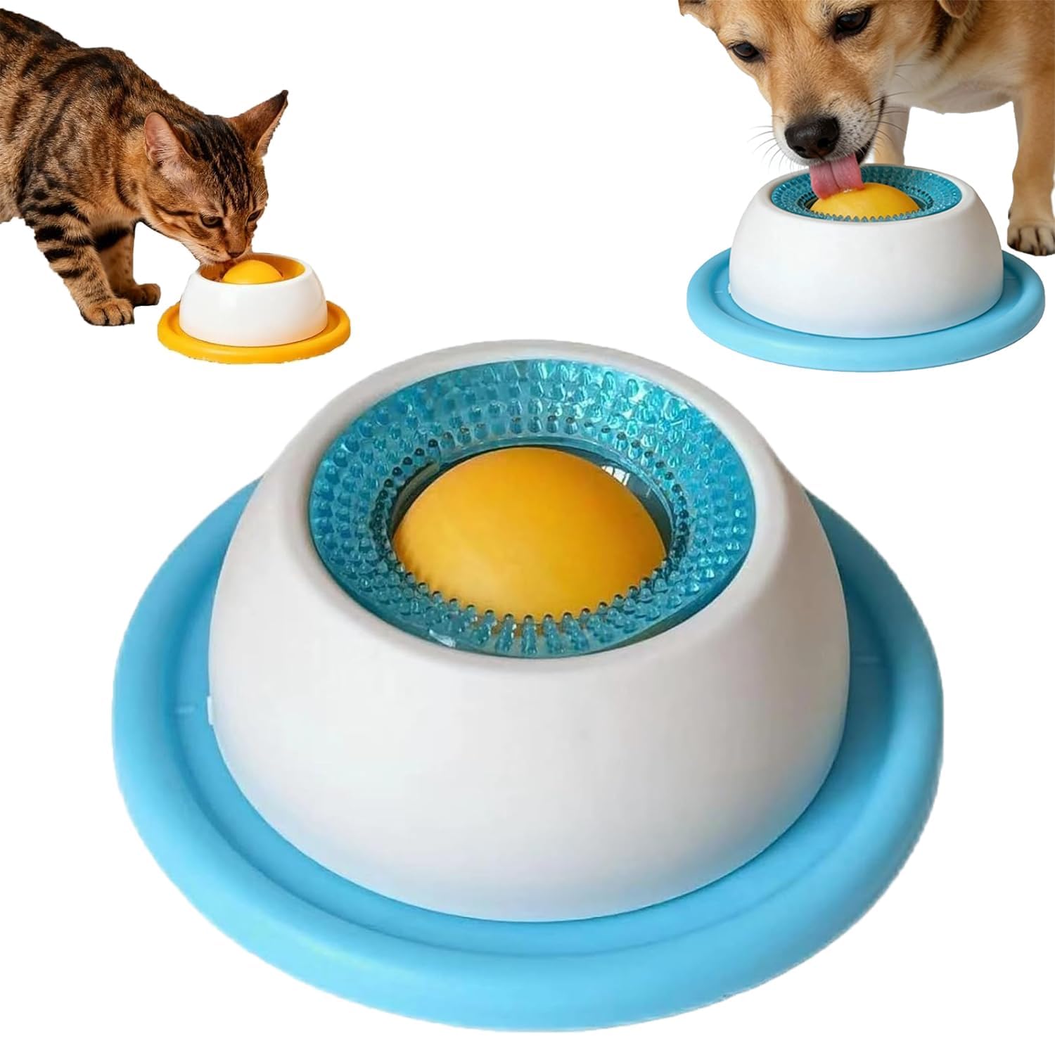 Dog Lick Bowl Non-Slip Dog Slow Feeder Toy for Anxiety Relief & Mental Stimulation Fun Interactive Dog Treat Toy Slow Feeding & Mental Enrichment Puppy Training Promotes Natural Eating (Blue)