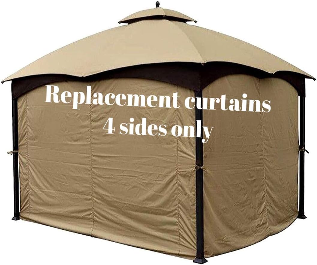 FORDITEX_NY Gazebo Curtains for 4 Sides - Patio Canopy Gazebo Curtains - 10x12 Gazebo Replacement Canopy - Privacy Panels for Gazebo - 10x12 Canopy - Outdoor Gazebo Curtains ONLY