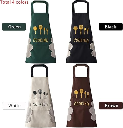 Miniatura 2 de DILLMAN Delantal de cocina para mujer con bolsillos de mano, bolsillo grande, limpieza a mano, impermeable para cocinar y hornear