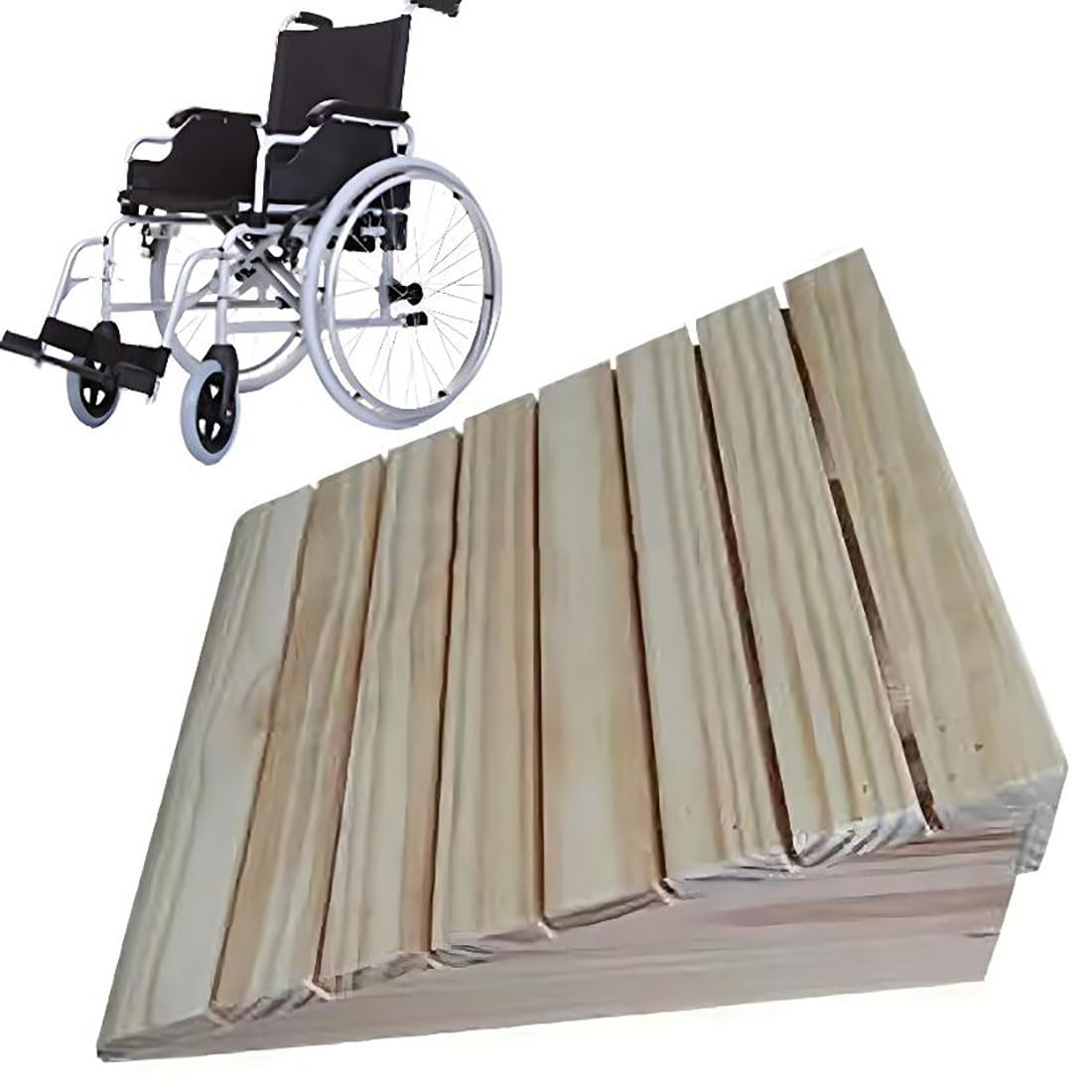 Rampas para Sillas De Ruedas para Escalones,Portátil Rampas De Acera De Entrada,Profesional Rampa De Bicicleta,Molduras De Madera Listones,Capacidad 270KG,38.8 * 30 * 14CM