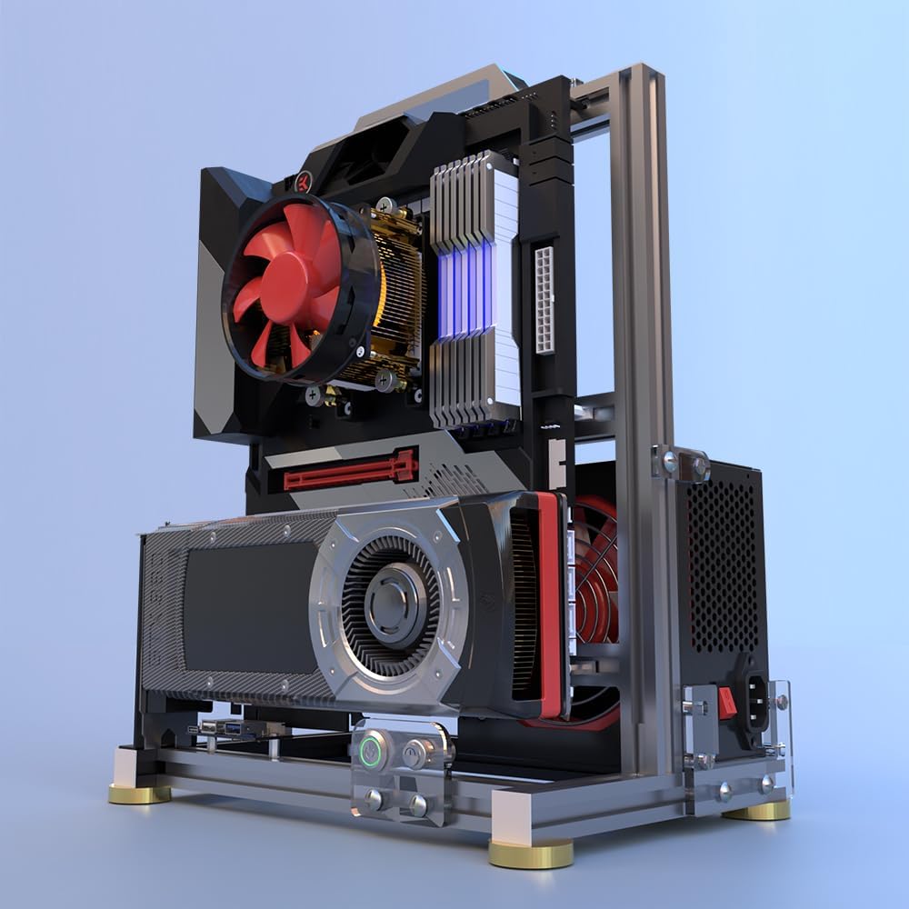 DIY Open Frame PC Chassis, Aluminum Computer Case, Supports ATX Motherboard, Excellent Cooling, Type-C Support