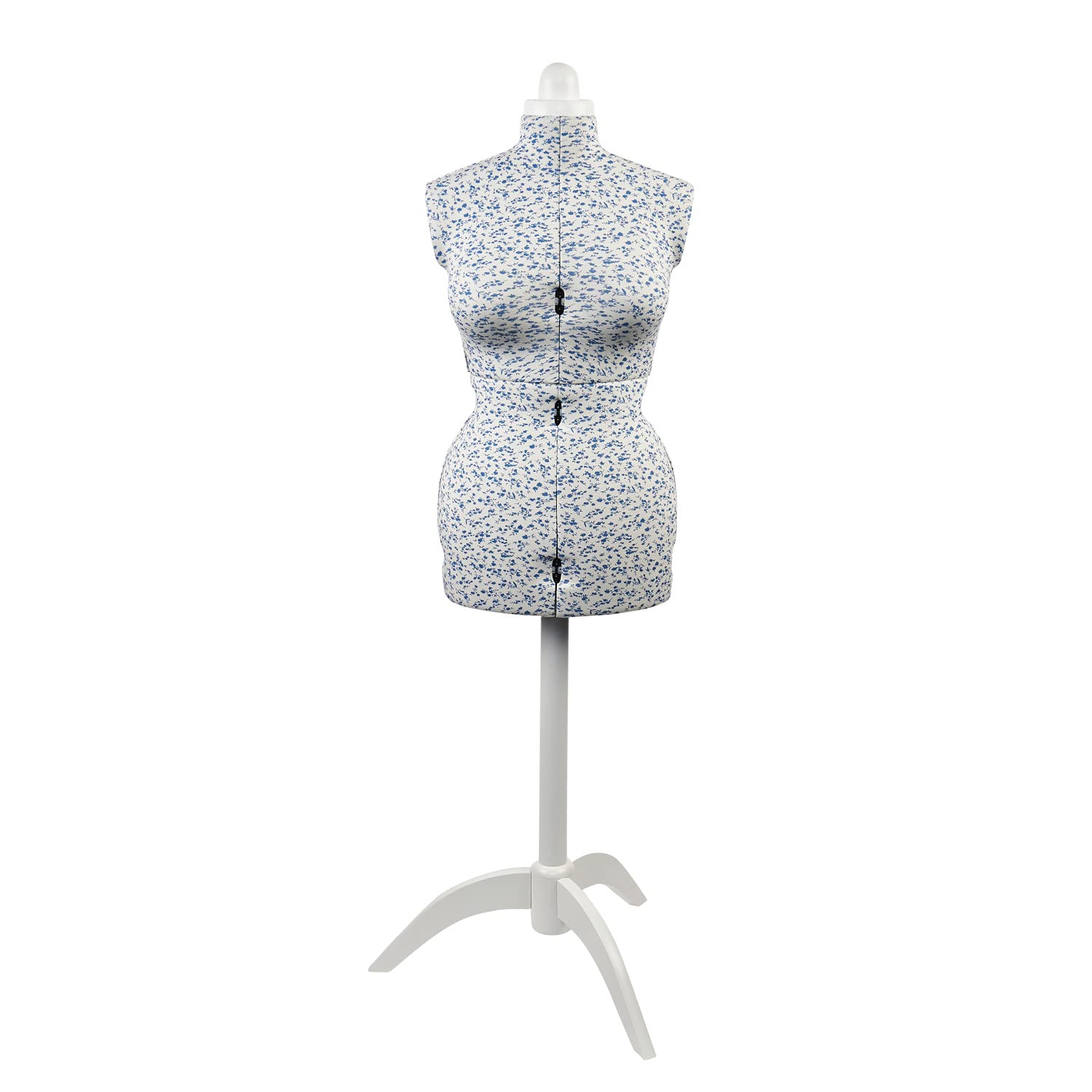 Maniqui Costura Ajustable Azúcar Ditsy Azul con Soporte de Madera | Medio (M) [Talla EUR 44 a 48]