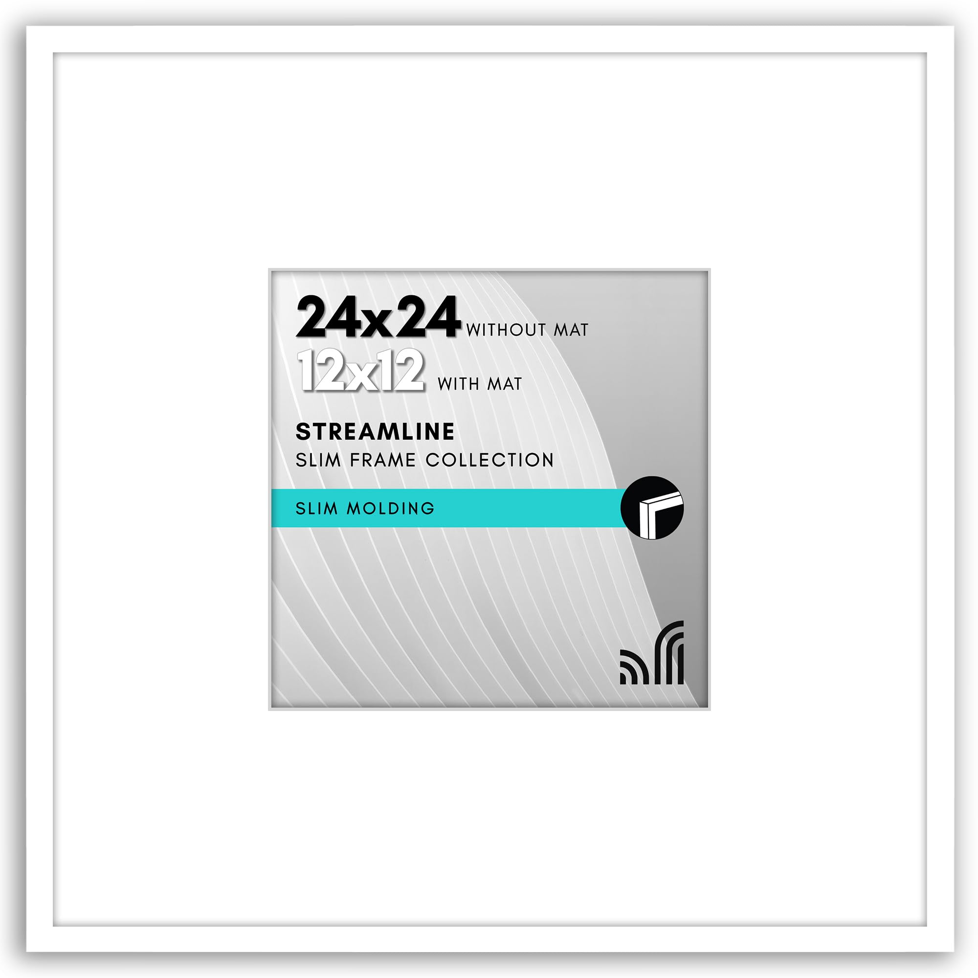 Americanflat 24x24 Picture Frame with Polished Plexiglass - Use as 12x12 Frame with Mat or Display 24x24 Photo Without Mat - Streamline Collection - Square Frames for Wall Display - White — image 1
