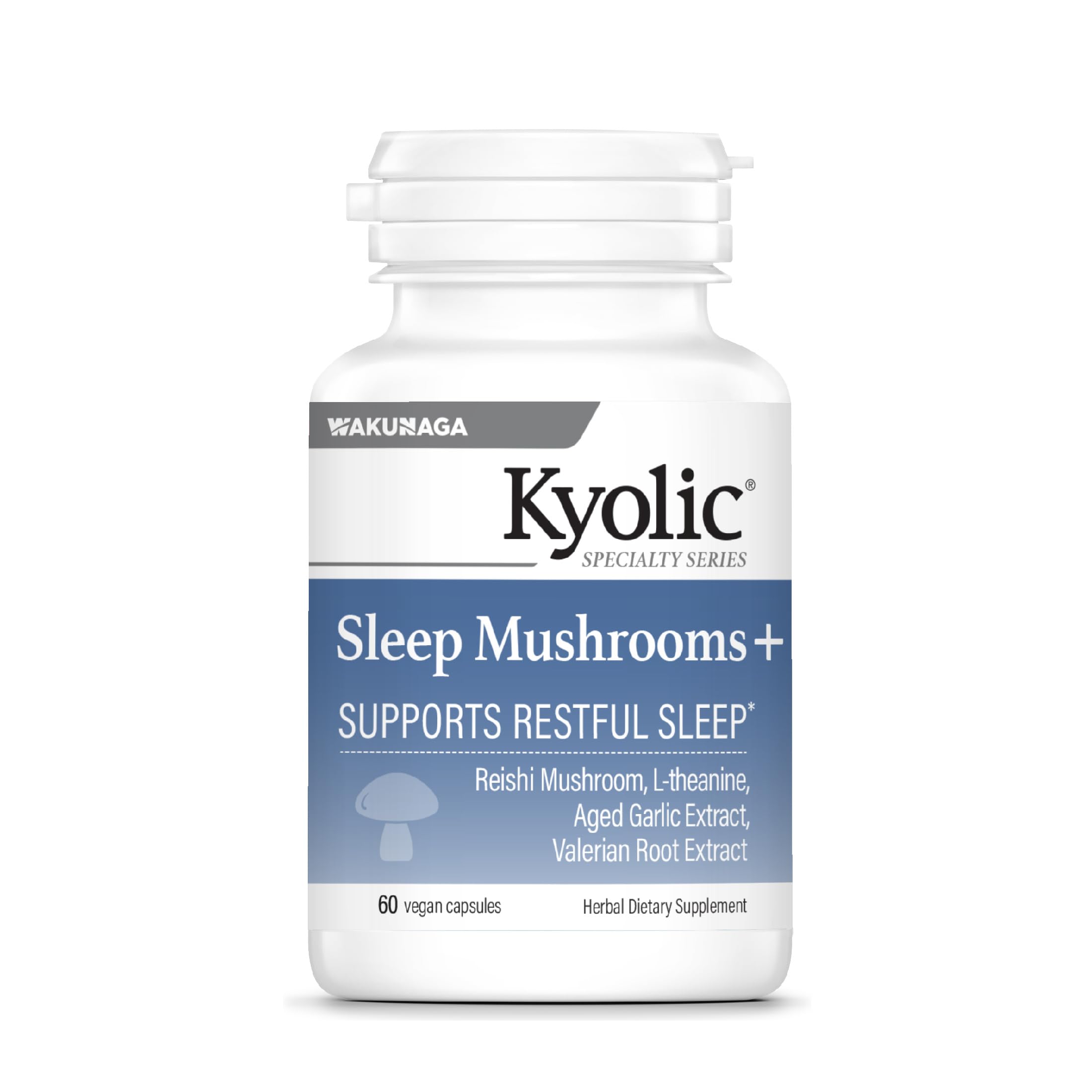 Kyolic Specialty Series Sleep Mushrooms+, 60 Capsules 60 Count (Pack of 1)
