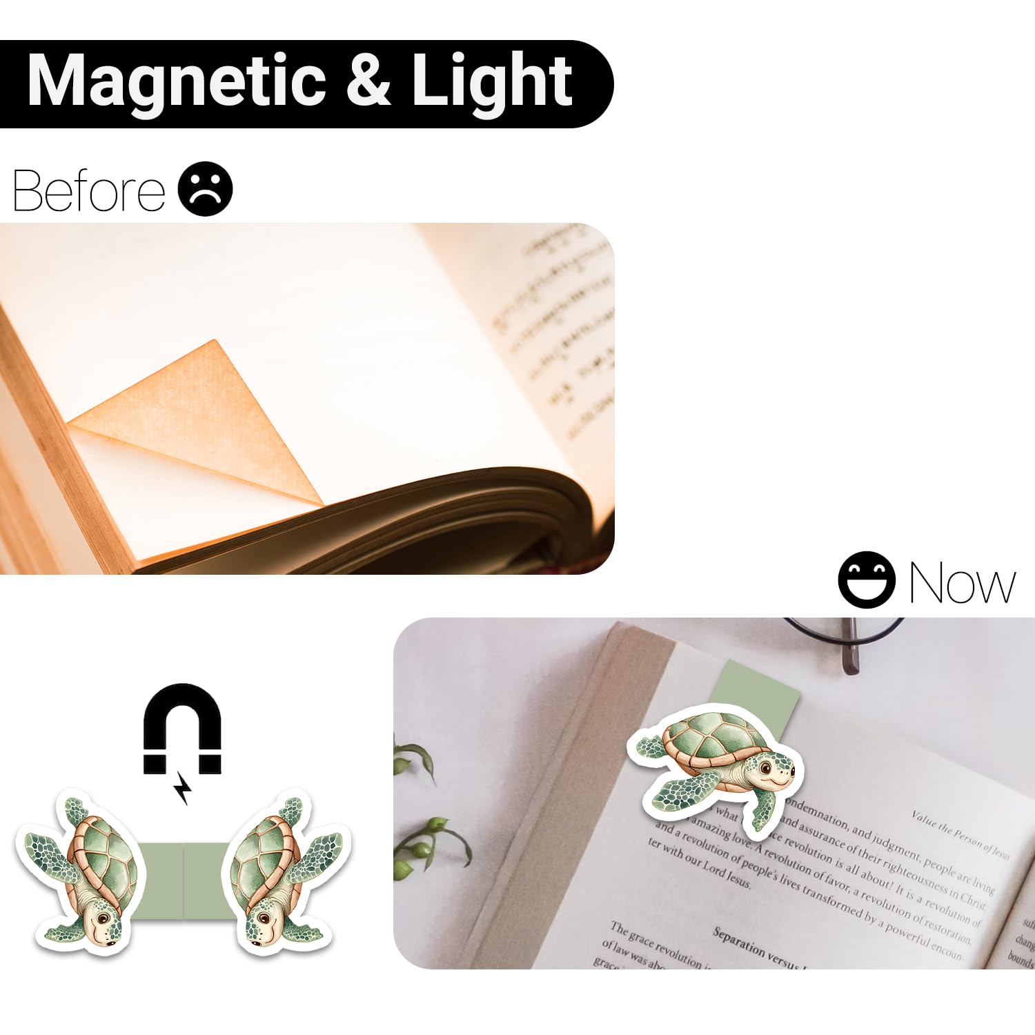 Pack of 12 Magnetic Bookmarks, Tixlux Magnetic Bookmarks with Charming Ocean Animals for Children Teachers, Students - Image 4