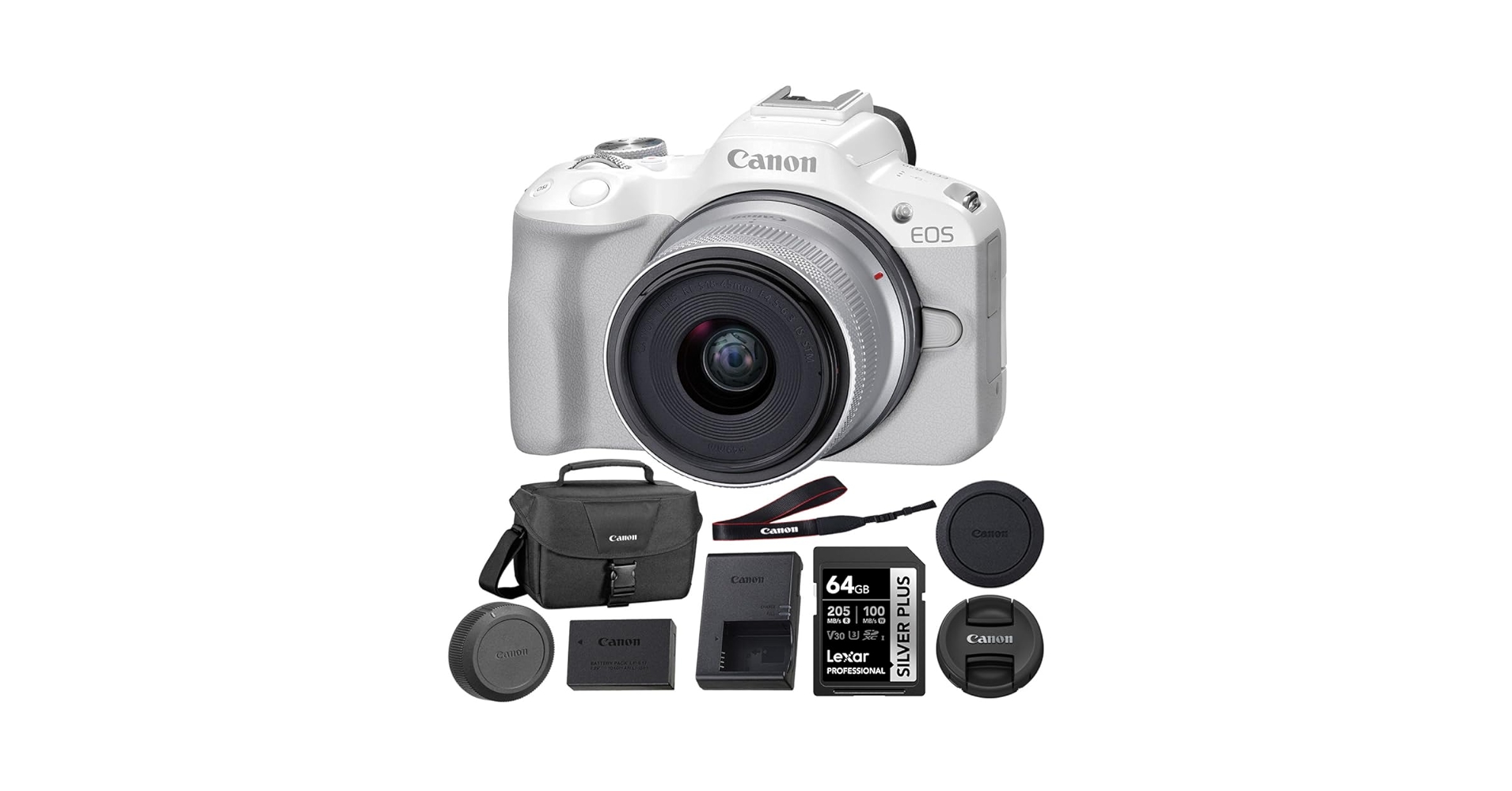 Canon - Canon  EOS R50 ホワイト Amazon.com : Canon EOS R50 Mirrorless Camera with 18-45mm