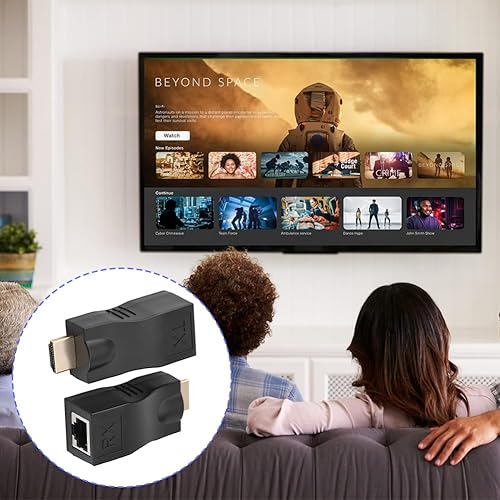 Miniatura 2 de Joyzan Extensor HDMI a RJ45, convertidor de red Ethernet, repetidor, transmisor, adaptador receptor sobre Cat 5e 6e Cable Splitter HD 1080p 98ft