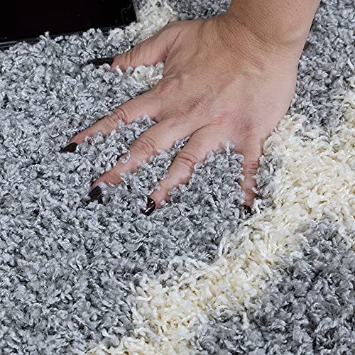 Ottomanson Indoor Moroccan Trellis Design Jute Back 5X7 Soft Shag Area Rug For Bedroom, Living Room, Dining Room, Office, 5'3" X 6'11", Gray #TOP7