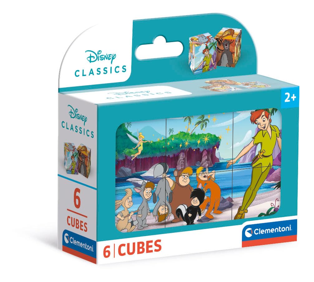 Clementoni 6 Piece Cube Supercolor Puzzle For Children 2-4 Years, Disney, Cartoon, Multicolor, Beginner, 6 Pieces, 13cm x 4.5cm