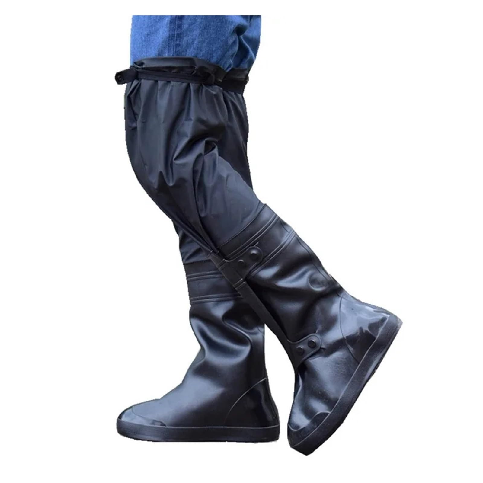 Copriscarpe impermeabili in PVC | Protezione antipioggia nera XL-4XL for la guida: mantiene le scarpe asciutte