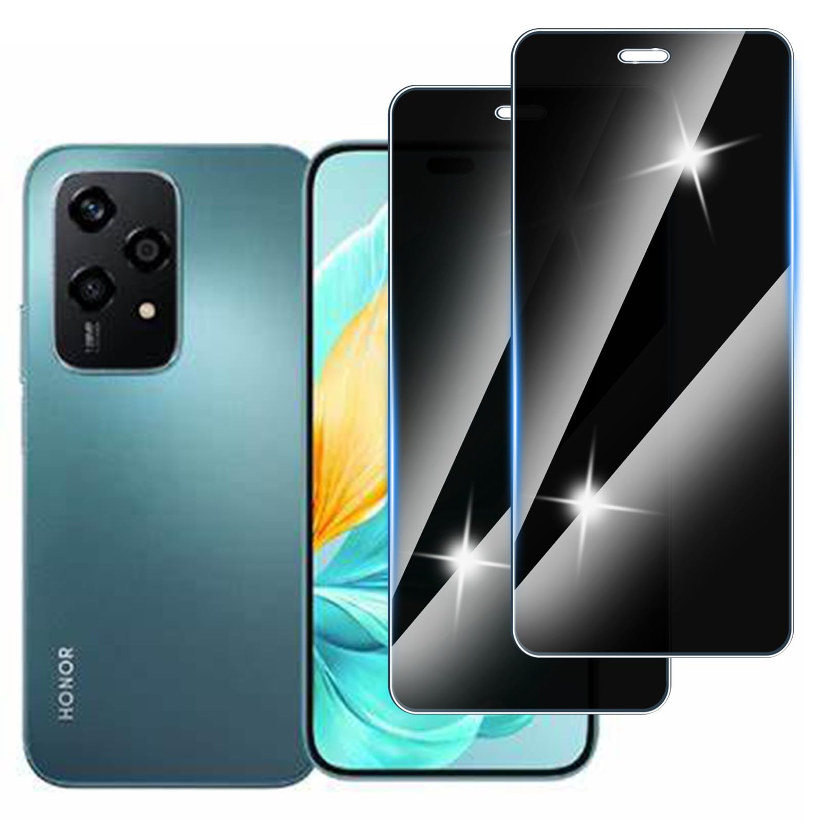 Fiokxie [2 Pezzi] Anti Spy Pellicola Protettiva in Vetro Temperato per HONOR 200 Lite, Anti-Peeping Privacy Protezione Schermo, Anti-Spia Durezza 9H Protettiva Film,Privacy 3D Protezione Schermo