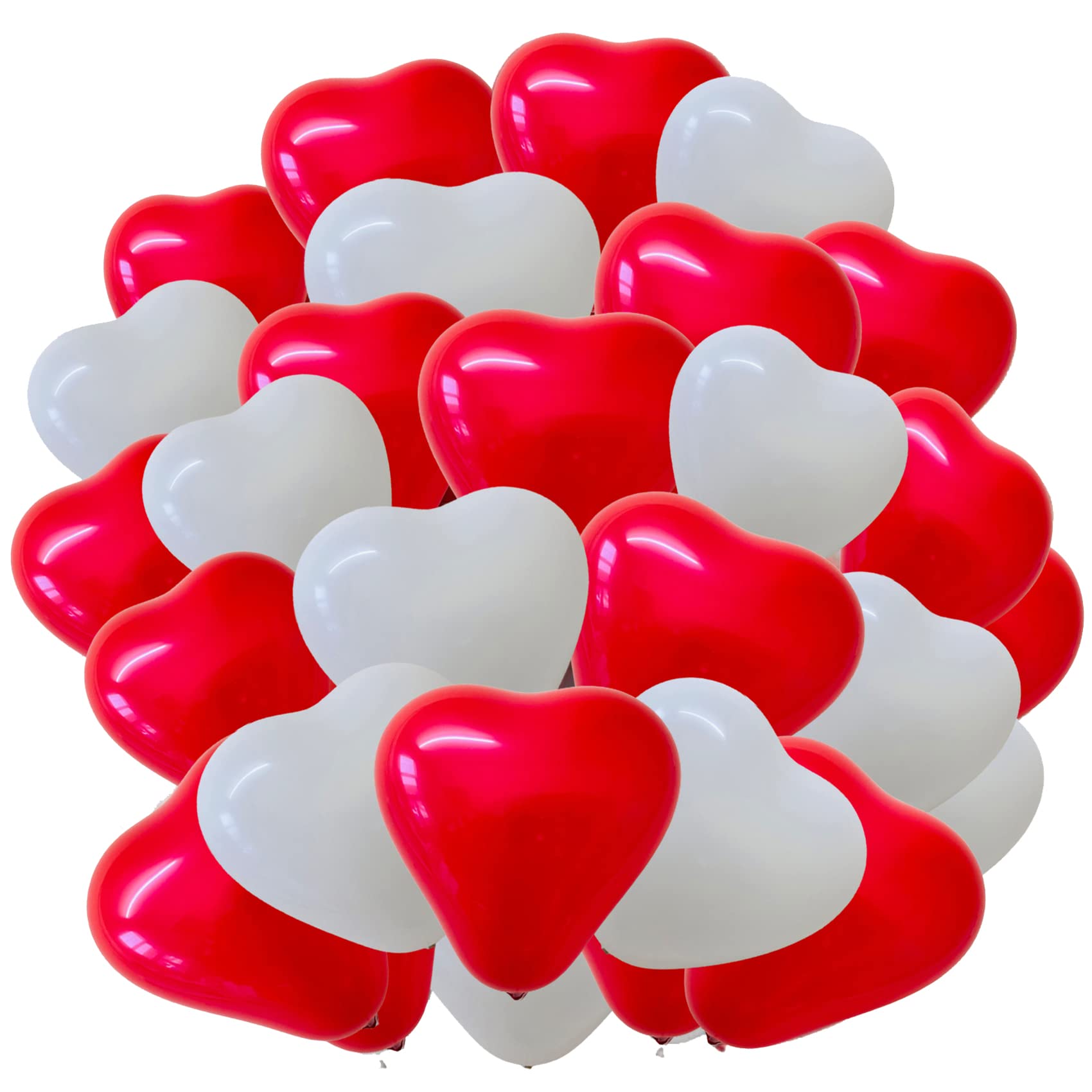 Valentine Heart Balloons - Romantic Love You Latex Heart Balloons - Red & White Pack of 100 โ image 1