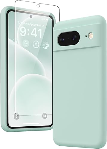 GONEZ Funda para Google Pixel 8, funda de silicona líquida con 2 protectores de pantalla, funda protectora de cuerpo completo, a prueba de golpes,