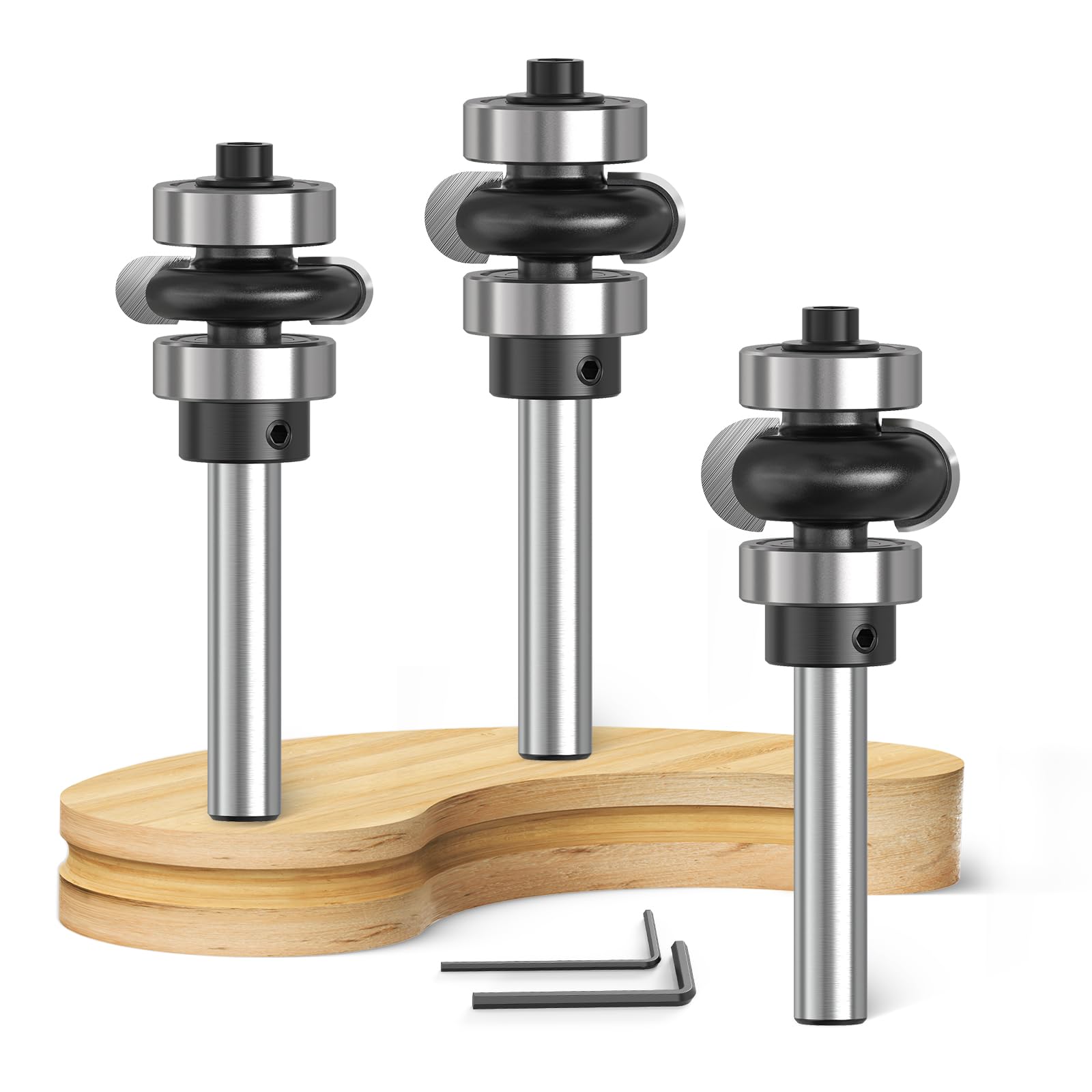 3 fresas cóncavas de 8 mm de vástago, fresa redondeada de radio cóncavo, R3/R4/R5, fresa para fresadora superior, fresa de madera, carburo de tungsteno, carburo de tungsteno para carpintería