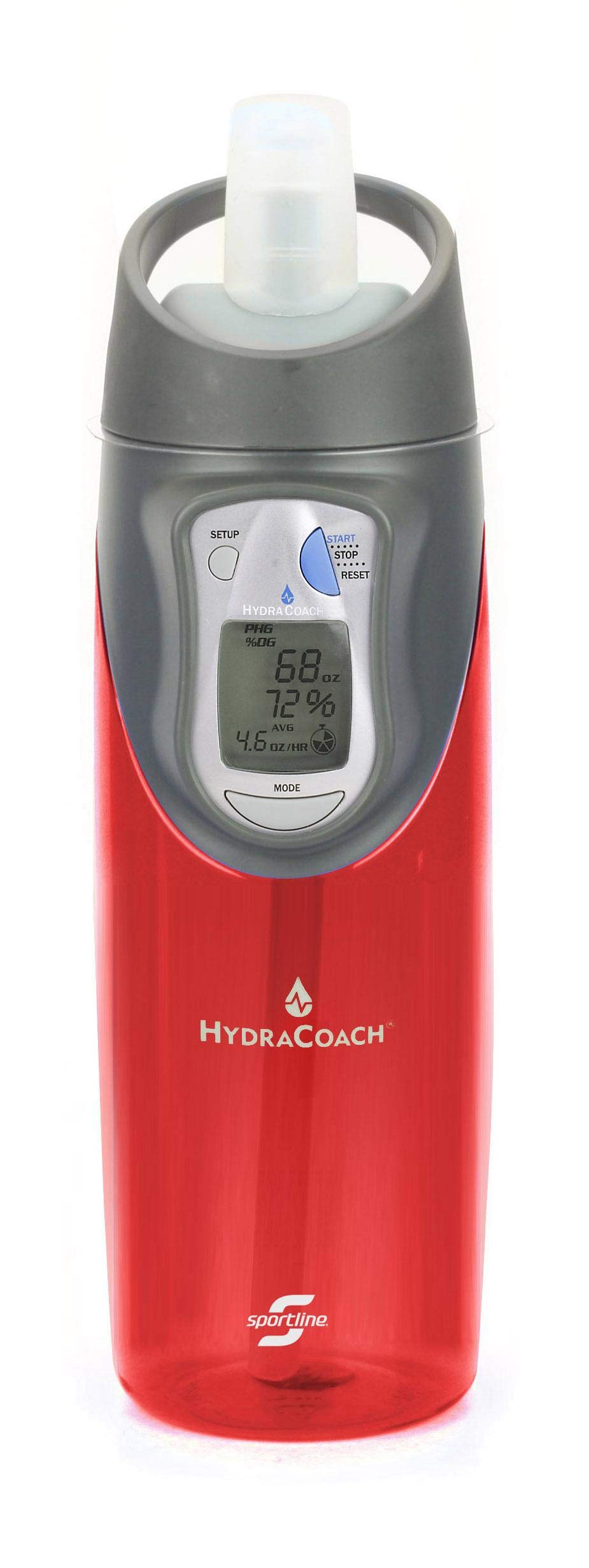 HydraCoach - Sip & See Smart Water Bottle That Tracks & Reminds You to Drink More Water Right on The 22 oz BPA-Free Bottle. No Complicated Apps or Syncing Required - RED