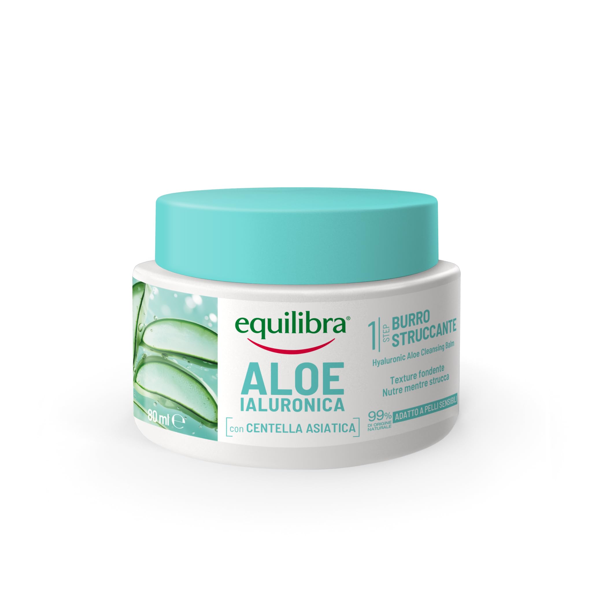 Equilibra, Aloe Ialuronica Burro Struccante Viso, con Burro di Aloe, Acido Ialuronico e Centella Asiatica, Doppia Detersione, Adatto a Pelli Sensibili, Clinicamente Testato, 80ml - 2