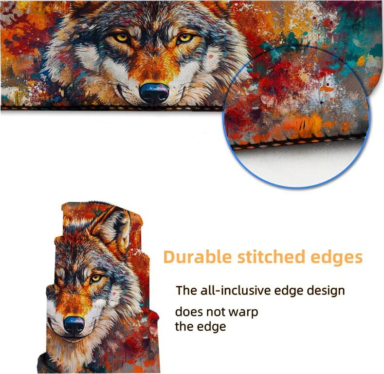 Tapis de souris de jeu bords cousus durables motif loup haute densité - 6