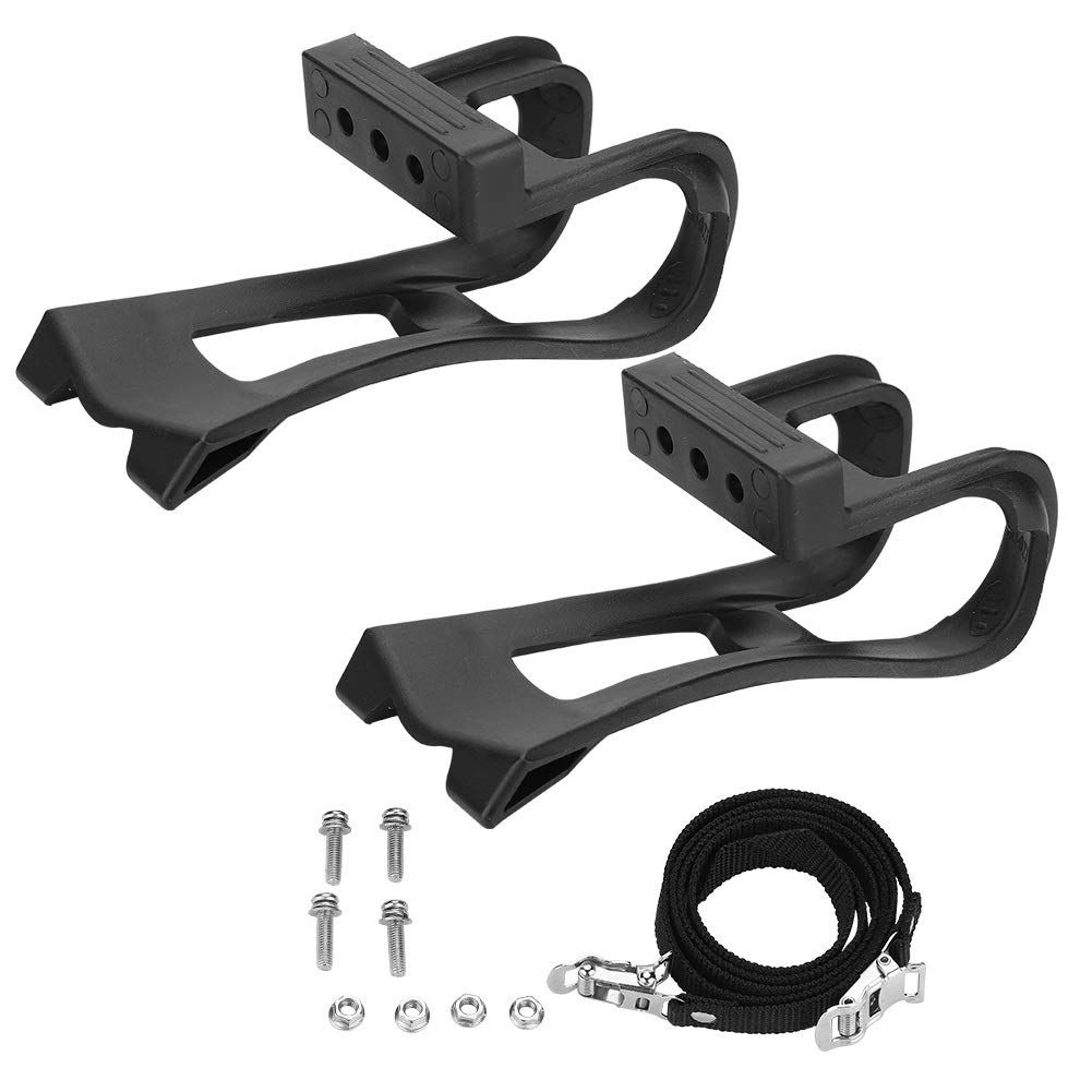 Par Bicicleta Pedales 9/16" Husillo Plataforma Con Dedo Pie Clip Fijo Pie Correa Unique Bargains
