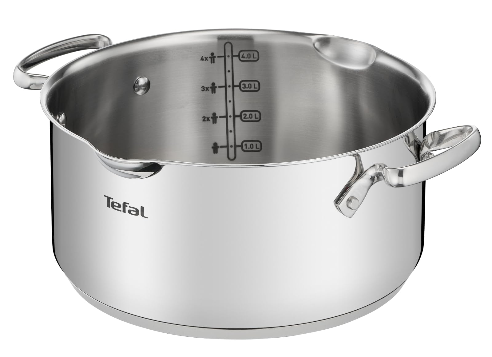 Tefal Duetto+ Kochtopf | Ø 24 cm | Alle Herdarten + induktionsgeeignet | einfache Reinigung in der Spülmaschine | Messskala | Glasdeckel zum Abgießen | 5 Liter Fassungsvermögen | Edelstahl