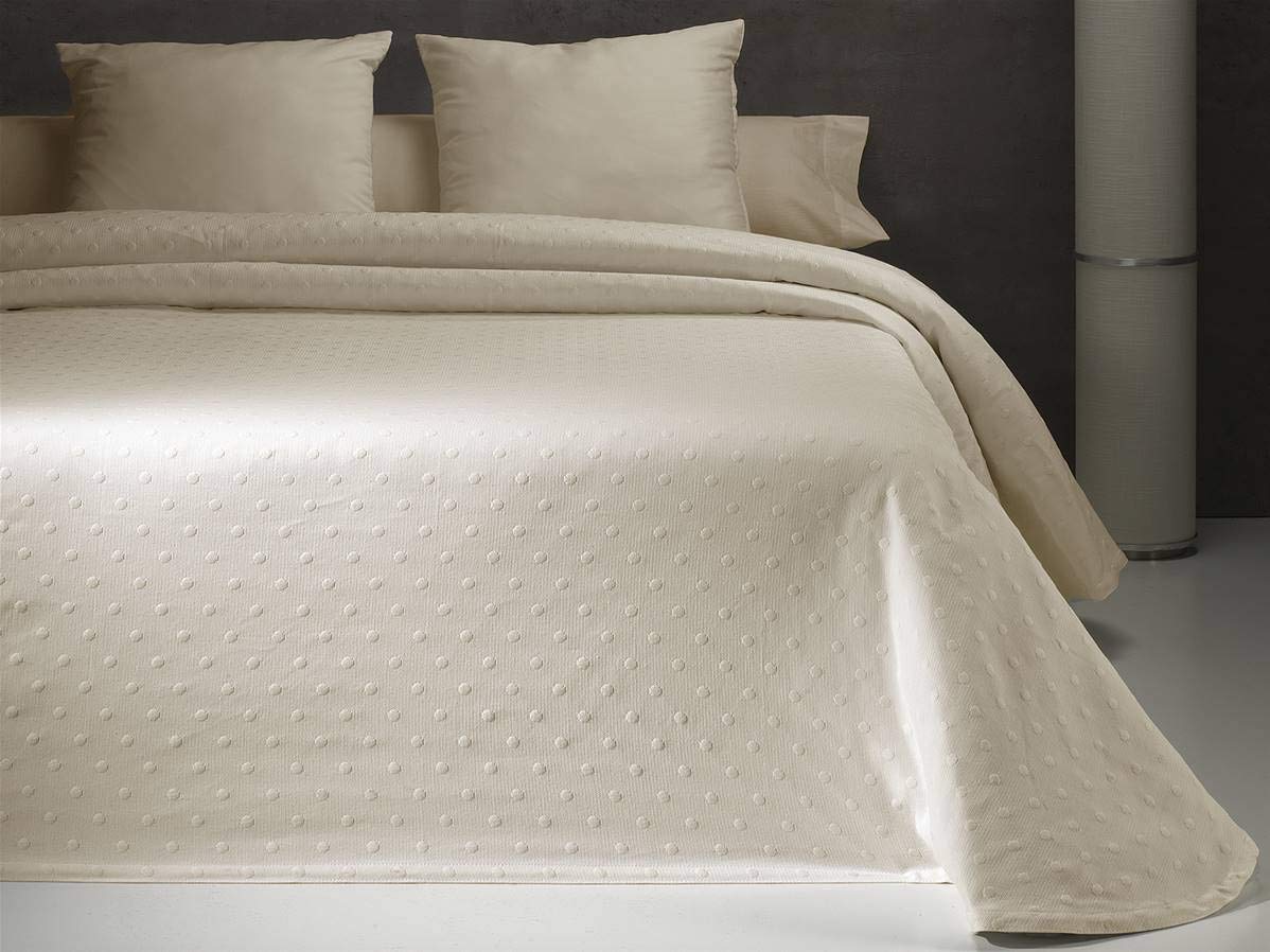 Lanovenanube Colcha Capa Carmina de Tejido Jacquard, Tacto algodonado y Suave, Cubrecama Moderno y Elegante de Tejido Fino, Entretiempo y Verano. Esquinas Redondas. para Cama de 180, Color Beig