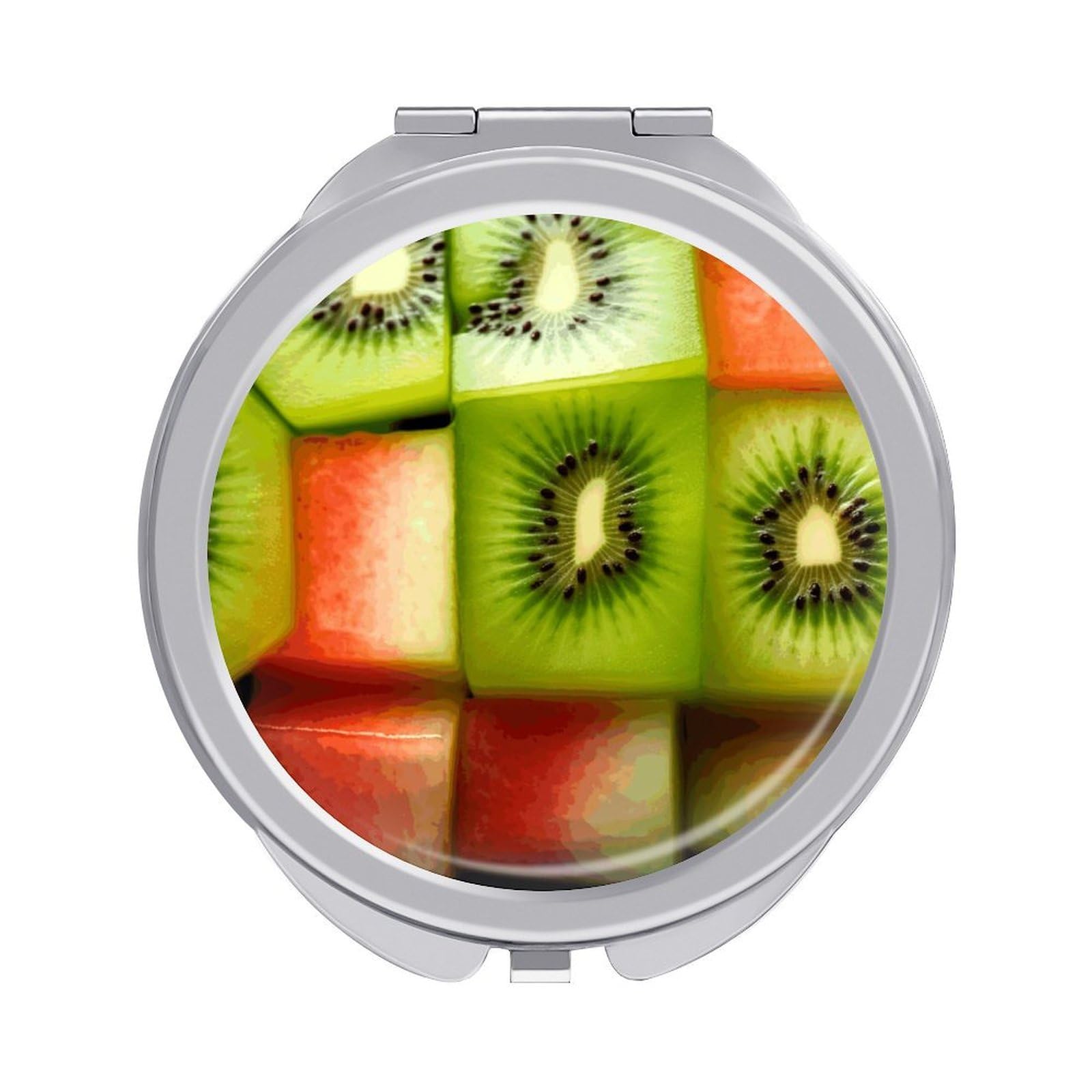 Fekiloot Style Kiwi Watermelon Travel Makeup Mirror Handheld Compact Mirror Portable Pocket Mirror Double-Sided 1X/2X Magnifying For Handbag And Purses