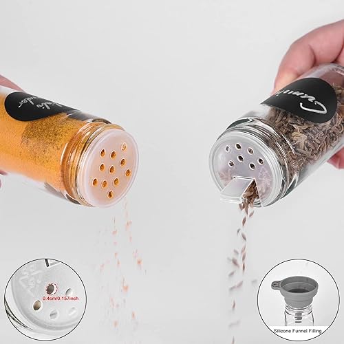 Miniatura 2 de 30 tarros redondos para especias, recipientes de condimentos de 4 onzas con tapas herméticas de acero inoxidable y tapas de coctelera, recipientes