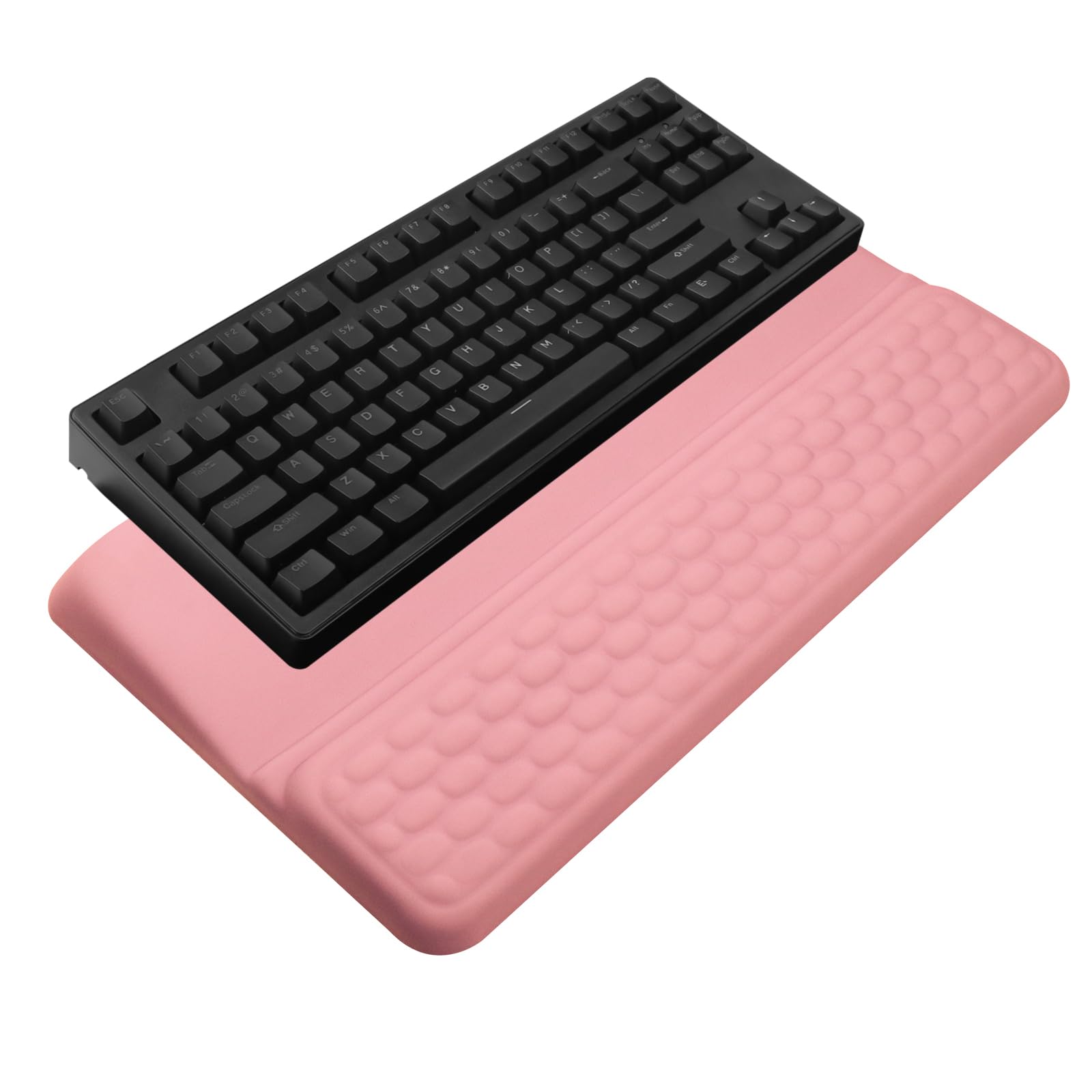 Uchwyt na klawiaturę komputerową z podpórką pod nadgarstek, ergonomiczny uchwyt na klawiaturę, podpórka pod nadgarstek, uchwyt na klawiaturę do biura i domu, kolor różowy