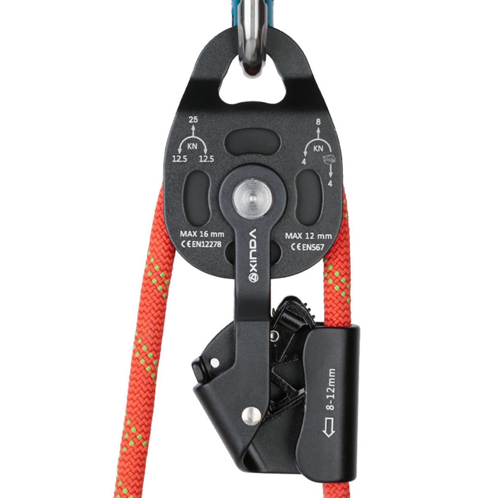 Per Sistema di Sollevamento per Arrampicata, Elevata tenacità, Resistenza 25 KN, Facile processo di Cattura con camma, Adatto per funi da 8-12 mm,