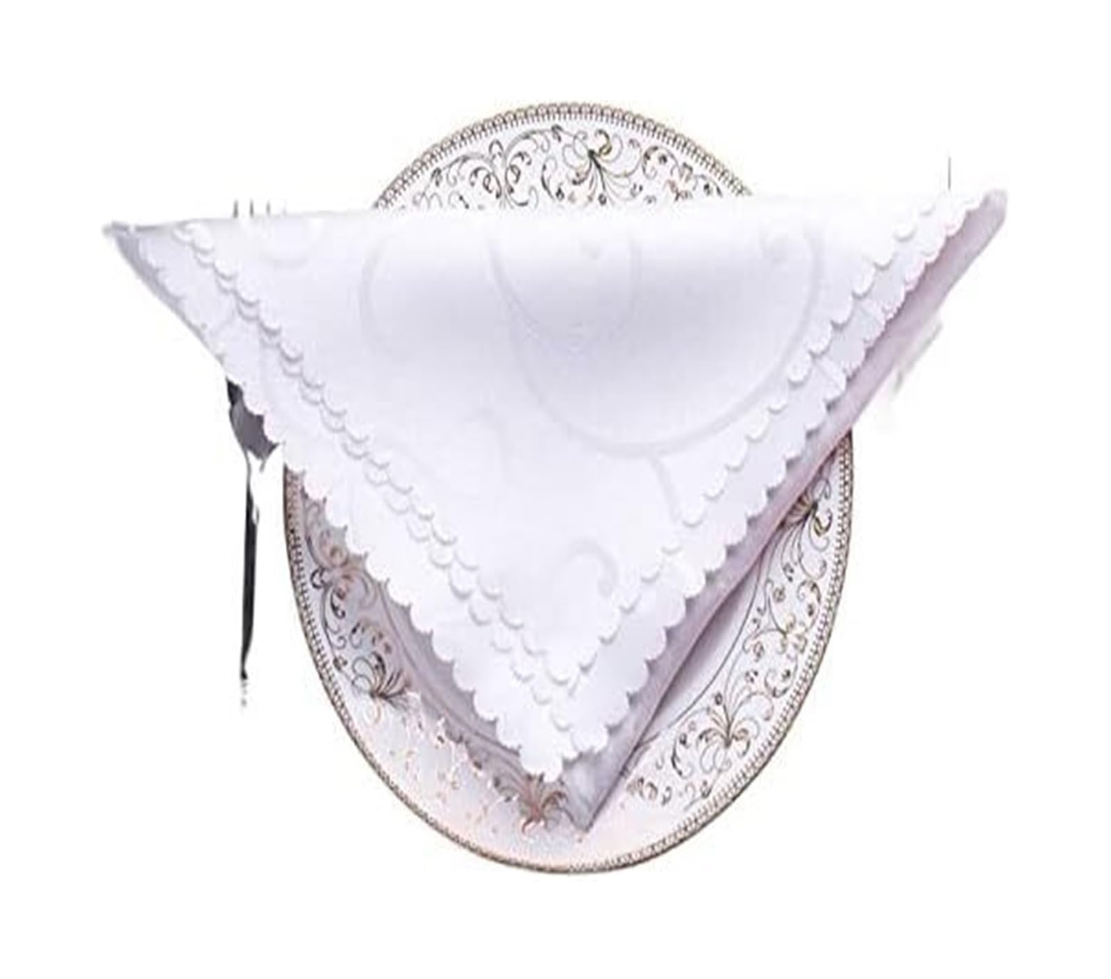 Niusabou White Cloth Dinner Table Napkins, Ester Dinner Napkins Satin Band Jacquard 10Pcs Multicolor Washable