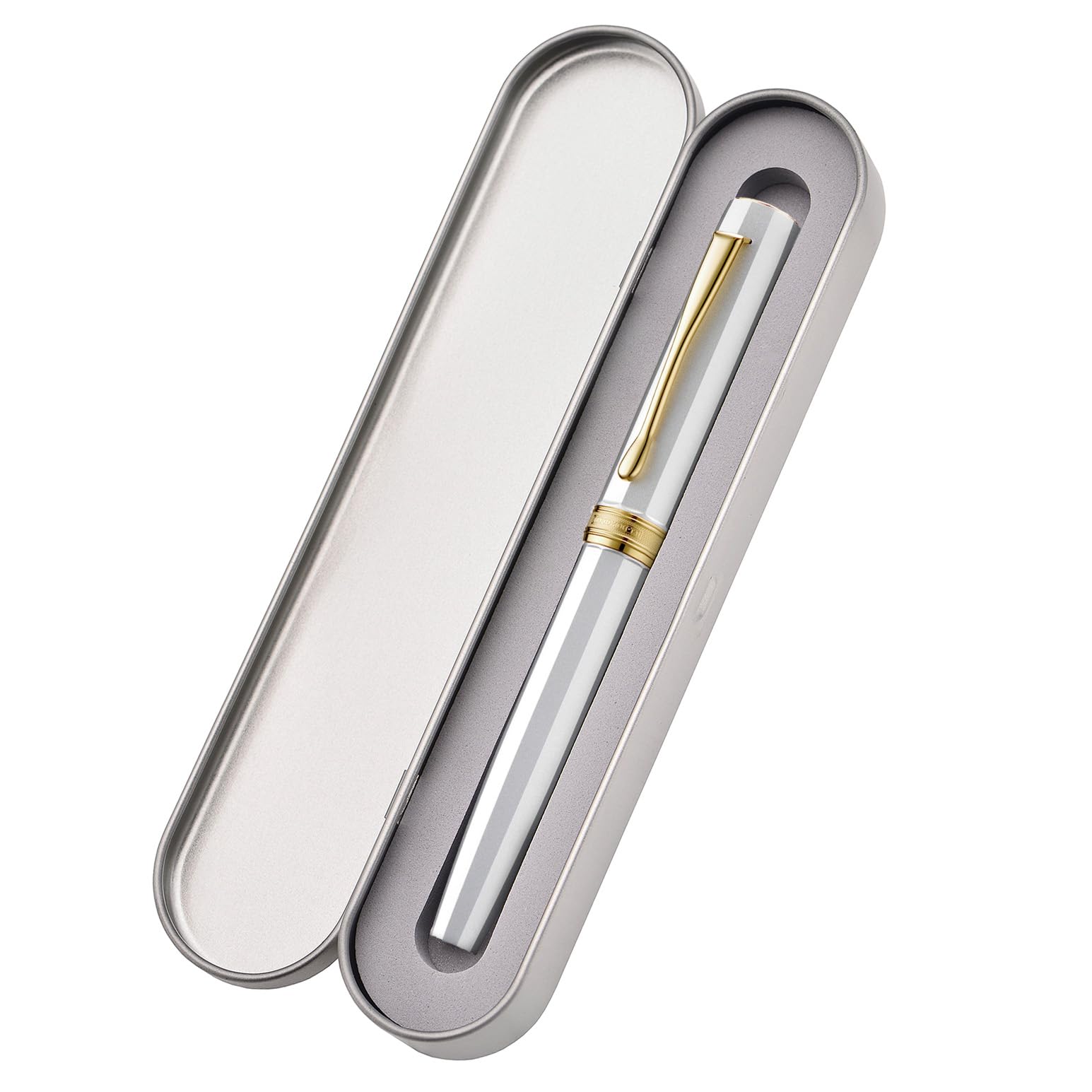 Hong Dian N11 Fountain Pen, Extra Fine Gold Platinum-Silver Coated Soft Nib and Octagonal Geometric Design with Metal Case - Image 3