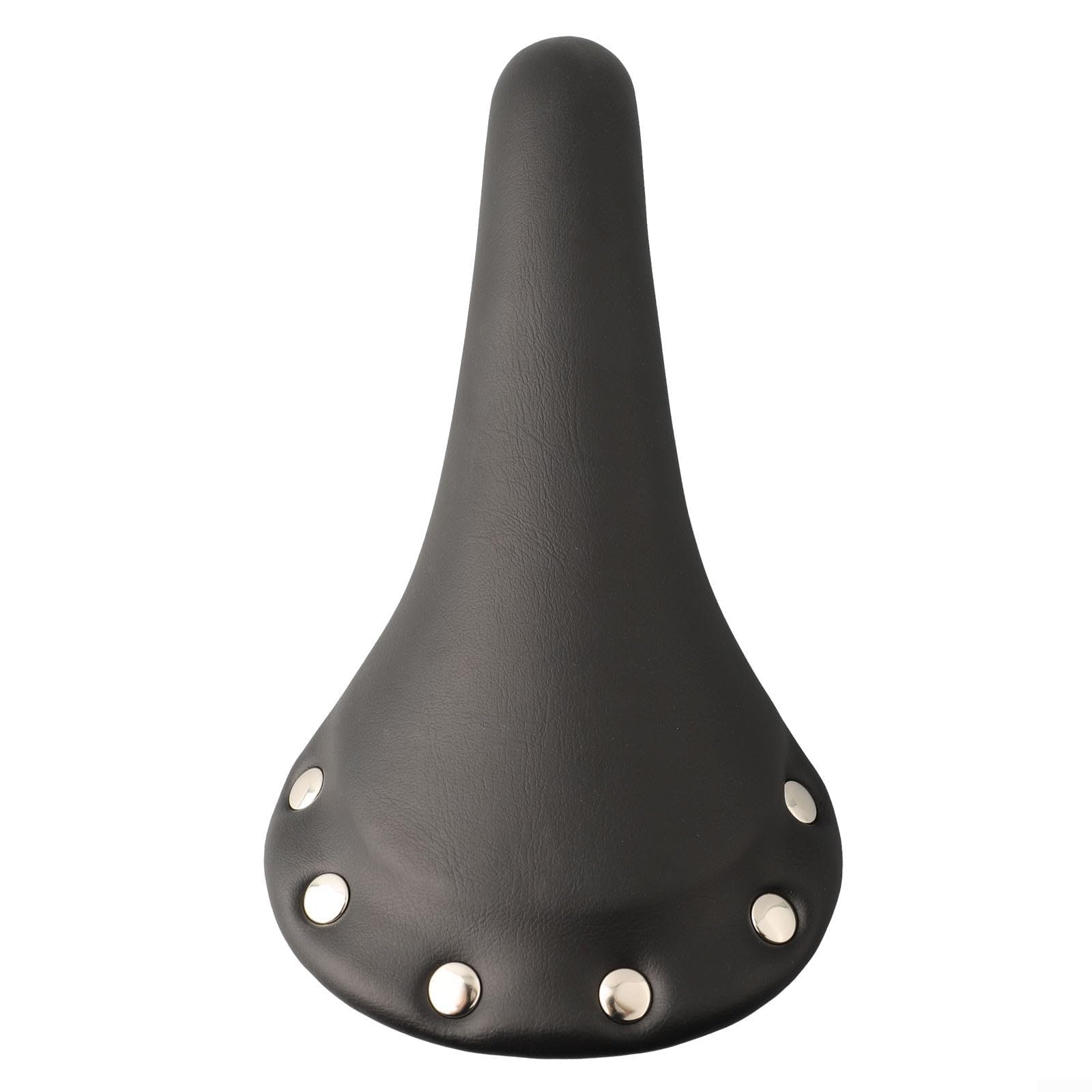 Fixed Gear Cycling Saddle with Rivet Accents and PU Leather Cover Designed for Track and Single Speed Bikes (Black)